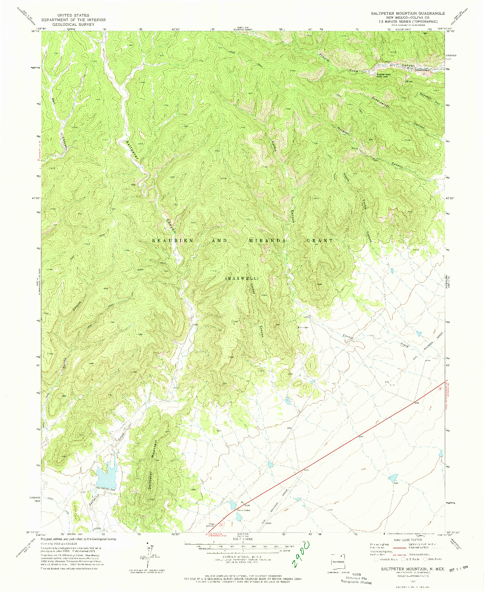 USGS 1:24000-SCALE QUADRANGLE FOR SALTPETER MOUNTAIN, NM 1971
