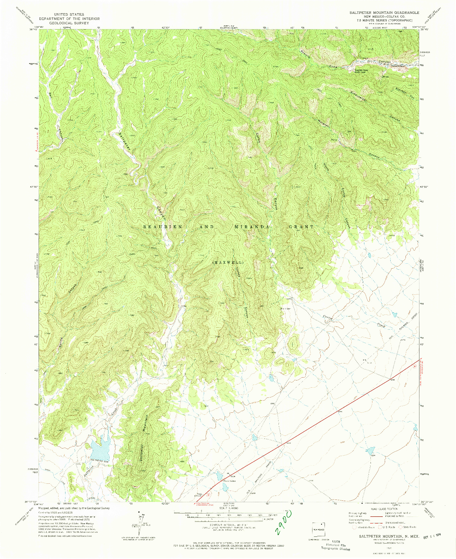 USGS 1:24000-SCALE QUADRANGLE FOR SALTPETER MOUNTAIN, NM 1971