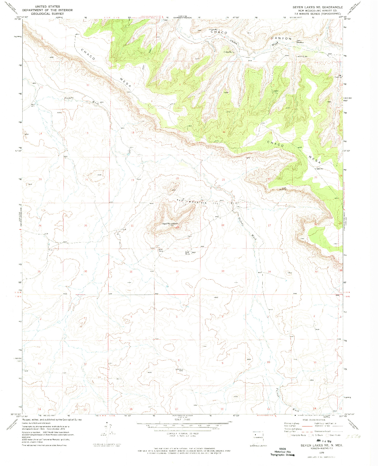 USGS 1:24000-SCALE QUADRANGLE FOR SEVEN LAKES NE, NM 1970