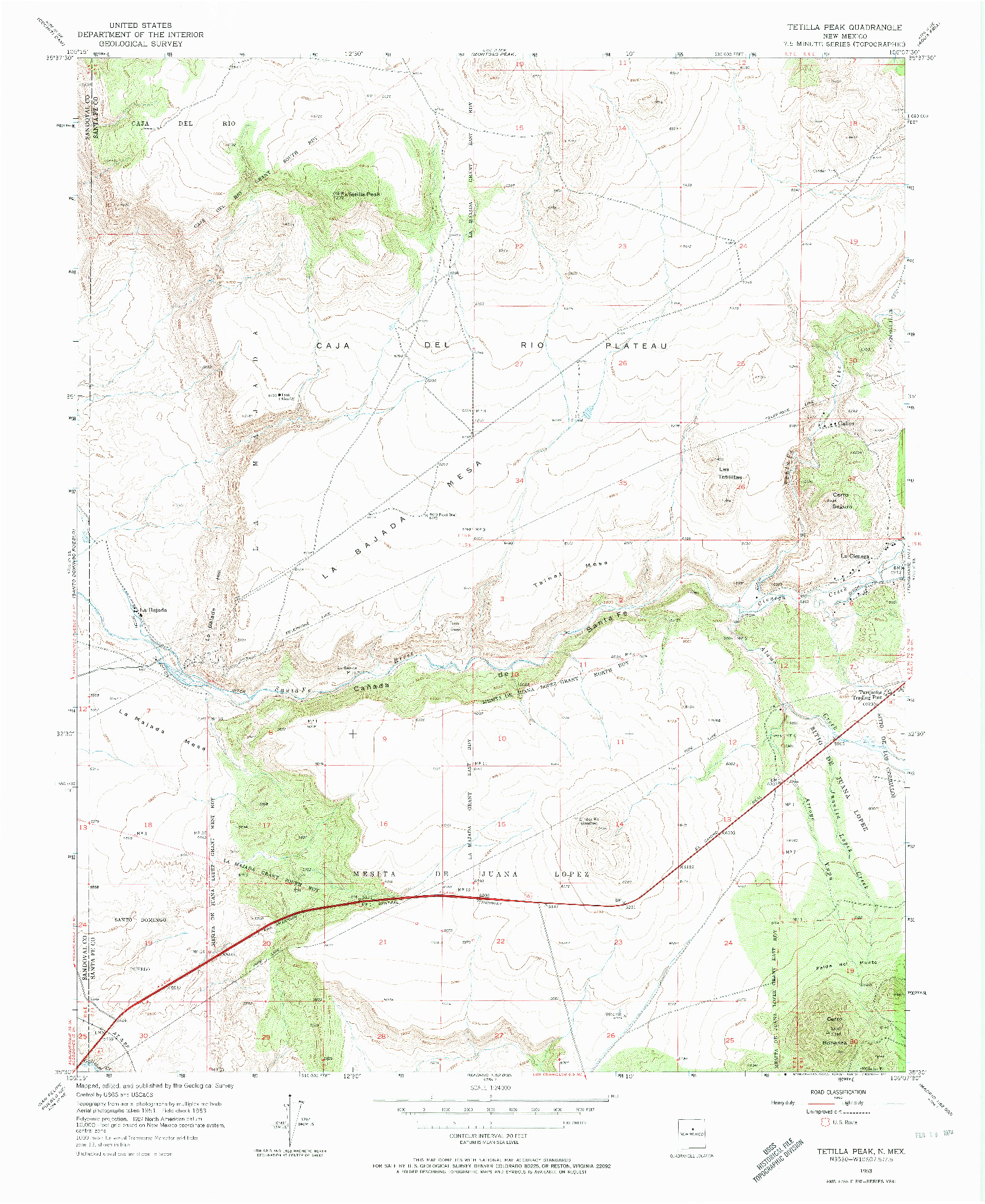 USGS 1:24000-SCALE QUADRANGLE FOR TETILLA PEAK, NM 1953