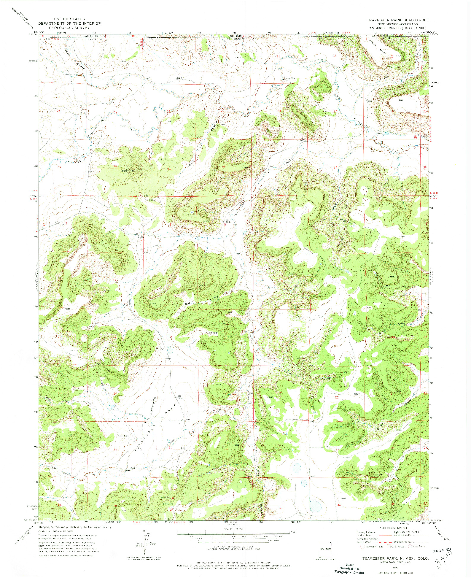 USGS 1:24000-SCALE QUADRANGLE FOR TRAVESSER PARK, NM 1972