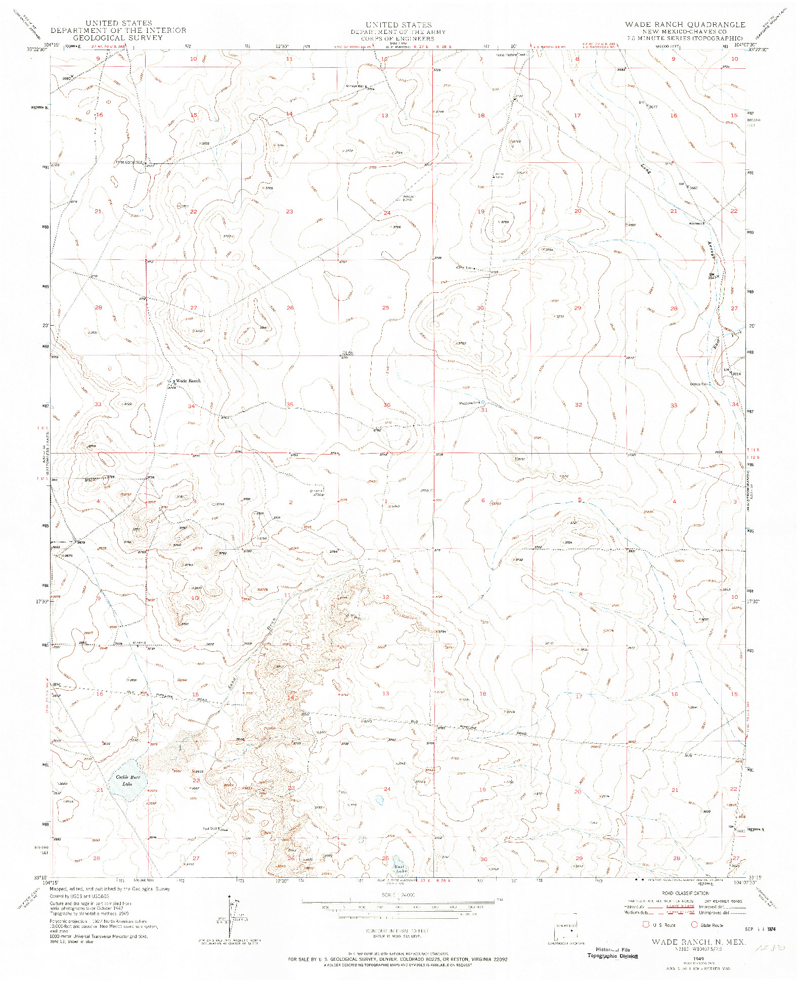 USGS 1:24000-SCALE QUADRANGLE FOR WADE RANCH, NM 1949