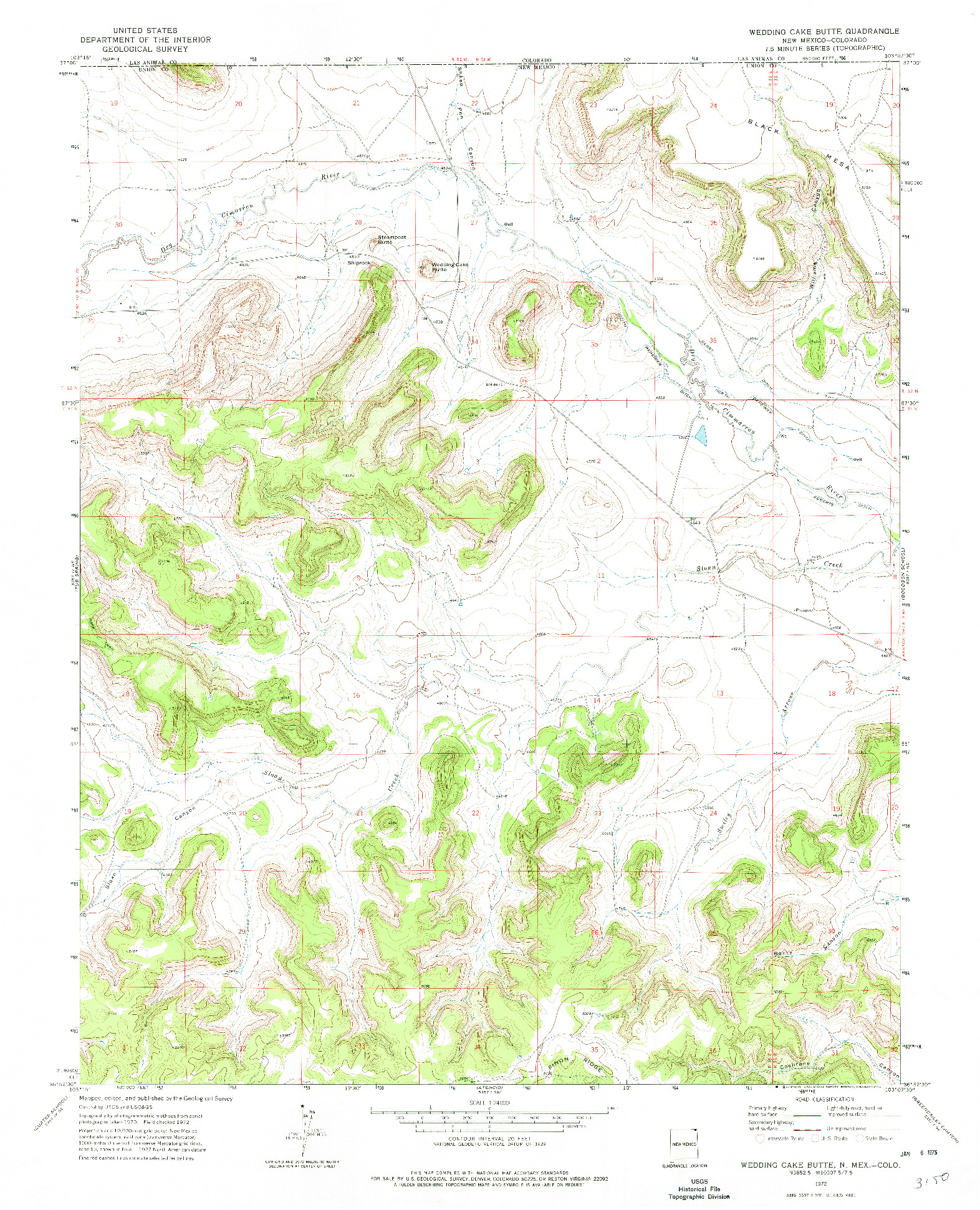 USGS 1:24000-SCALE QUADRANGLE FOR WEDDING CAKE BUTTE, NM 1972