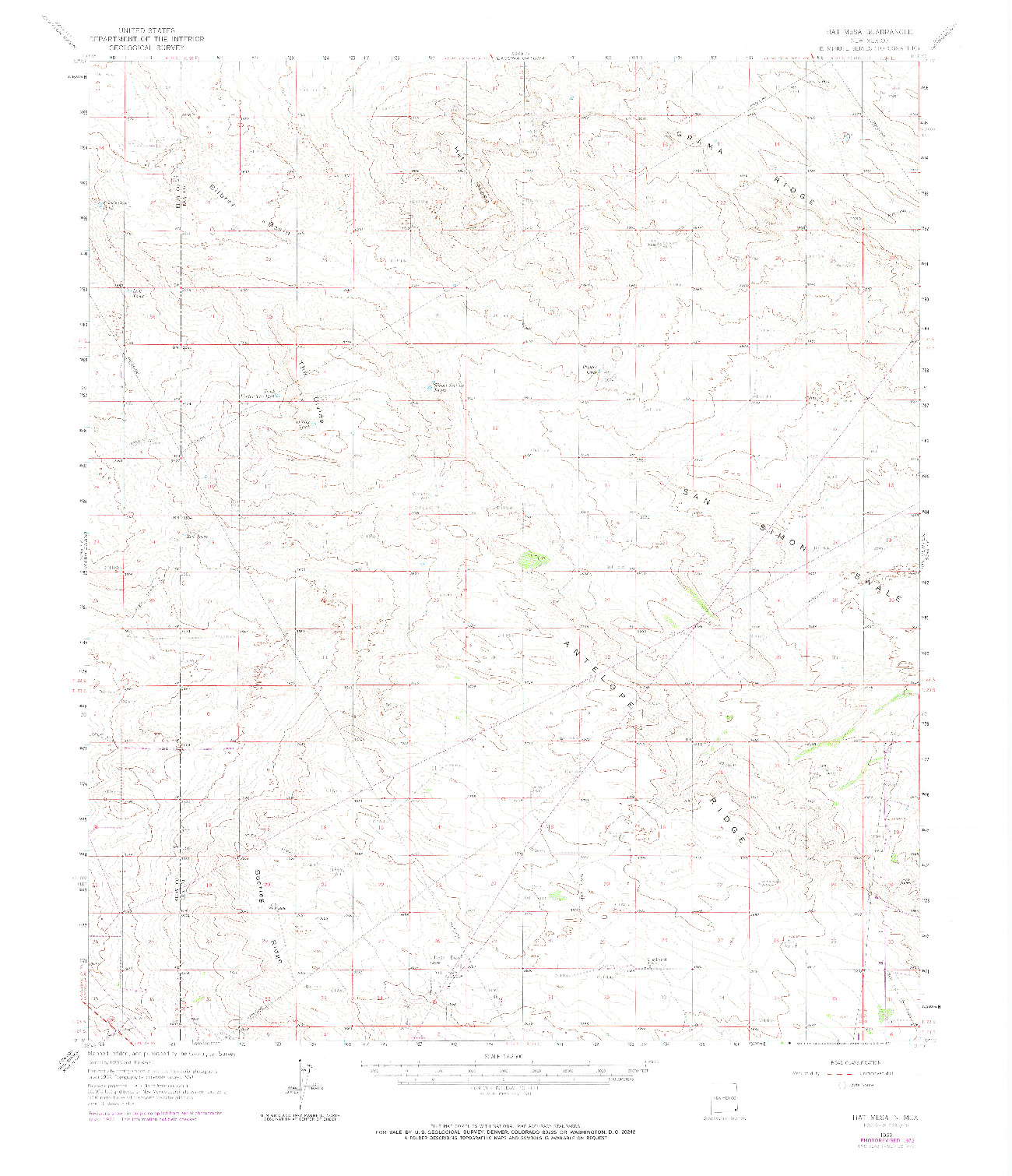 USGS 1:62500-SCALE QUADRANGLE FOR HAT MESA, NM 1963
