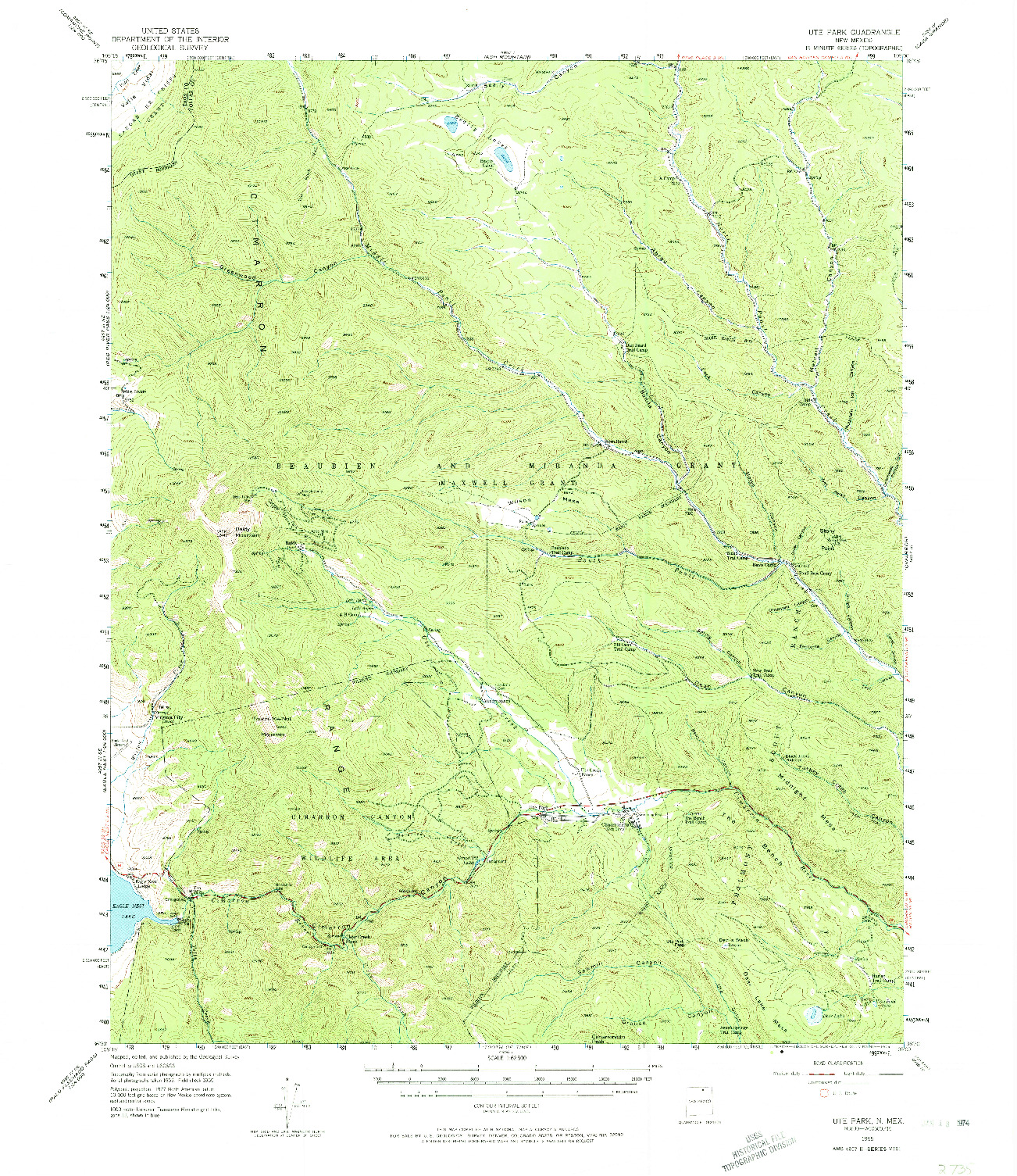 USGS 1:62500-SCALE QUADRANGLE FOR UTE PARK, NM 1955