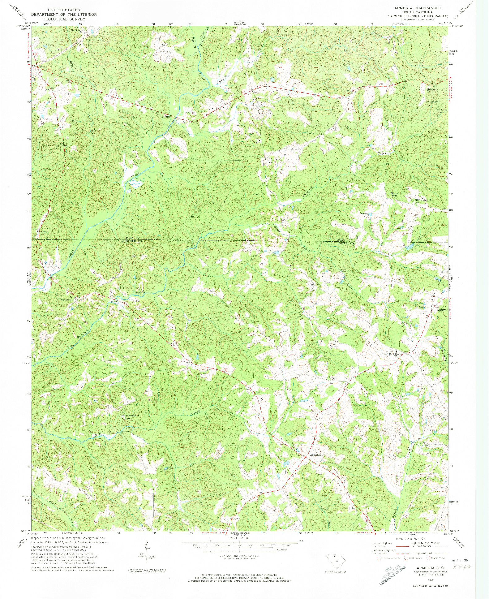 USGS 1:24000-SCALE QUADRANGLE FOR ARMENIA, SC 1972