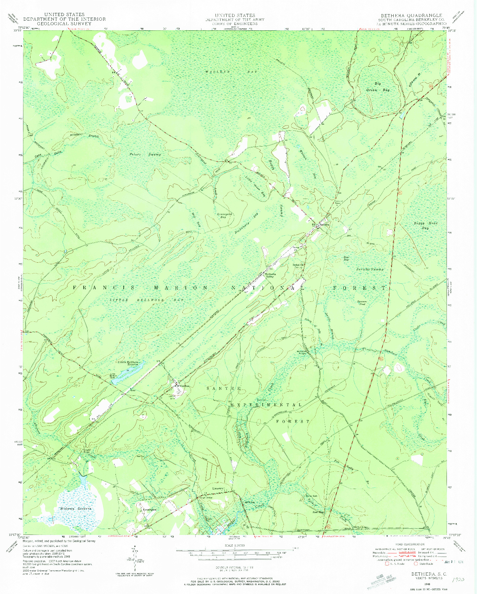USGS 1:24000-SCALE QUADRANGLE FOR BETHERA, SC 1948