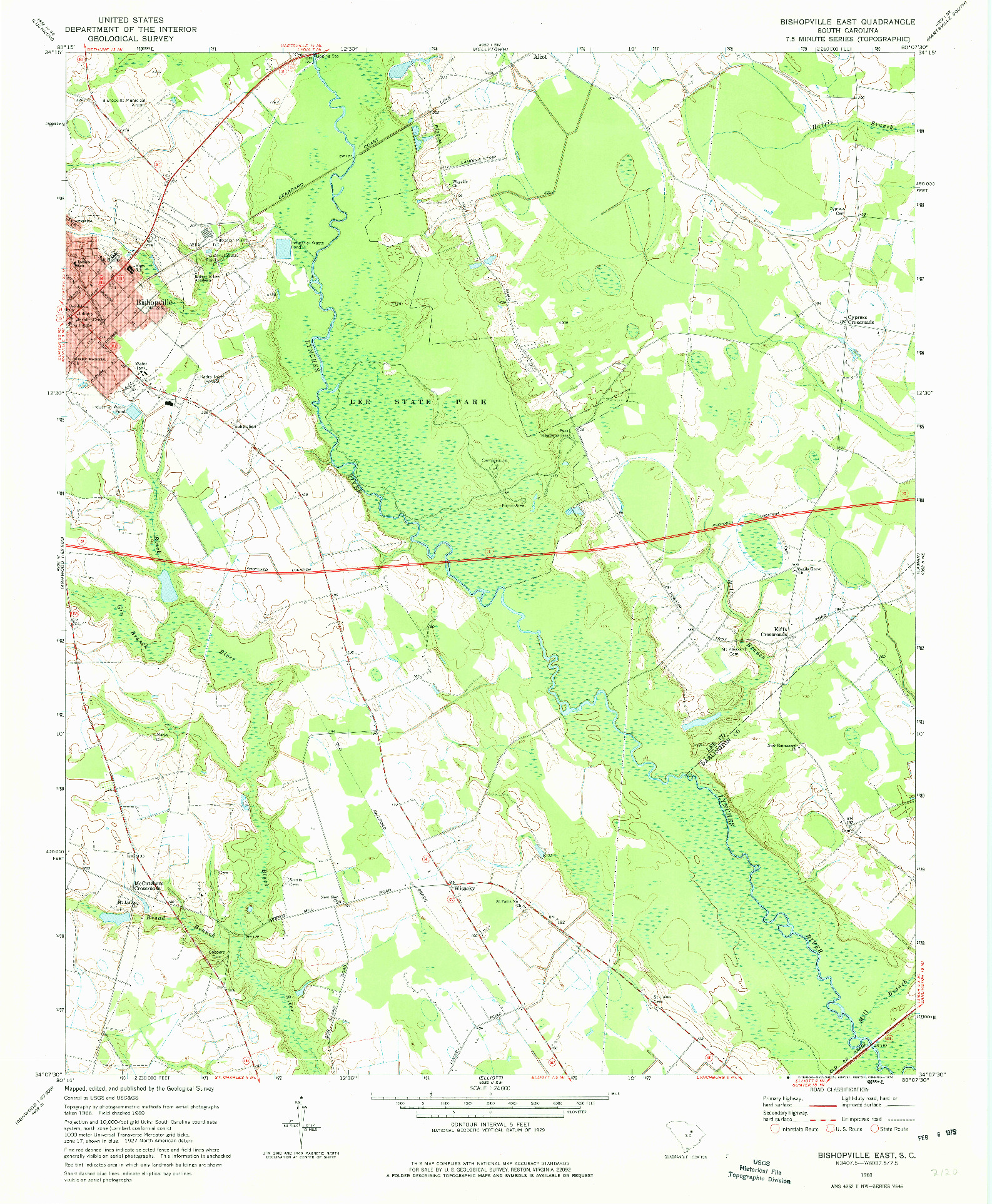 USGS 1:24000-SCALE QUADRANGLE FOR BISHOPVILLE EAST, SC 1969