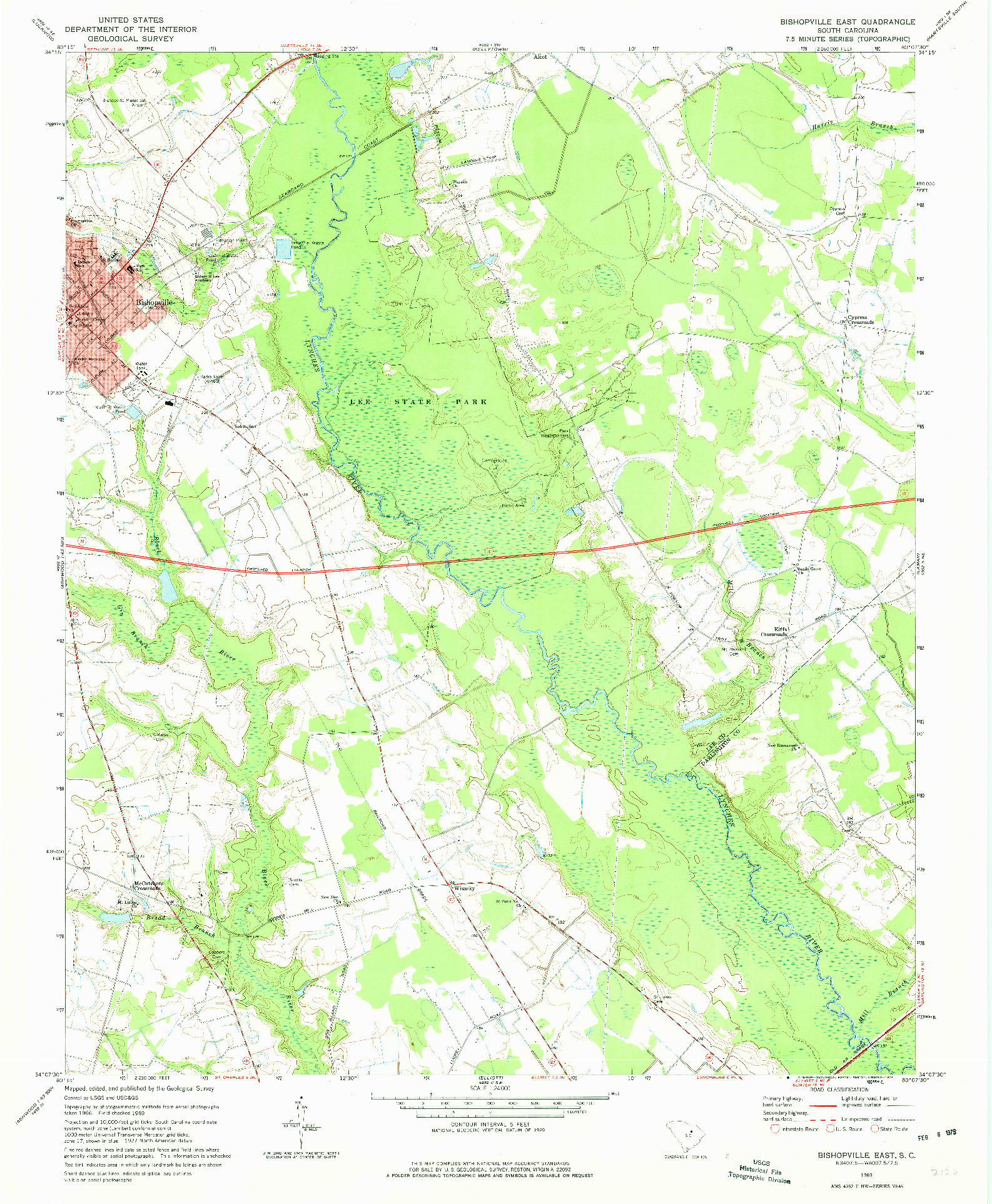 USGS 1:24000-SCALE QUADRANGLE FOR BISHOPVILLE EAST, SC 1969