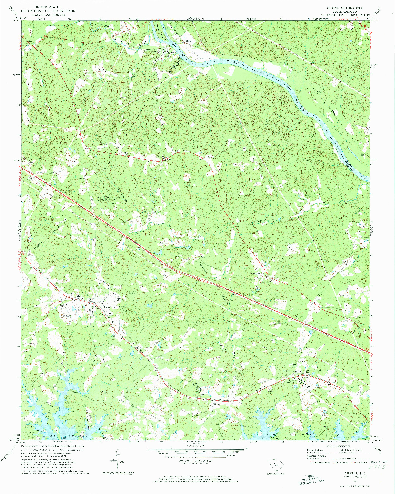 USGS 1:24000-SCALE QUADRANGLE FOR CHAPIN, SC 1971