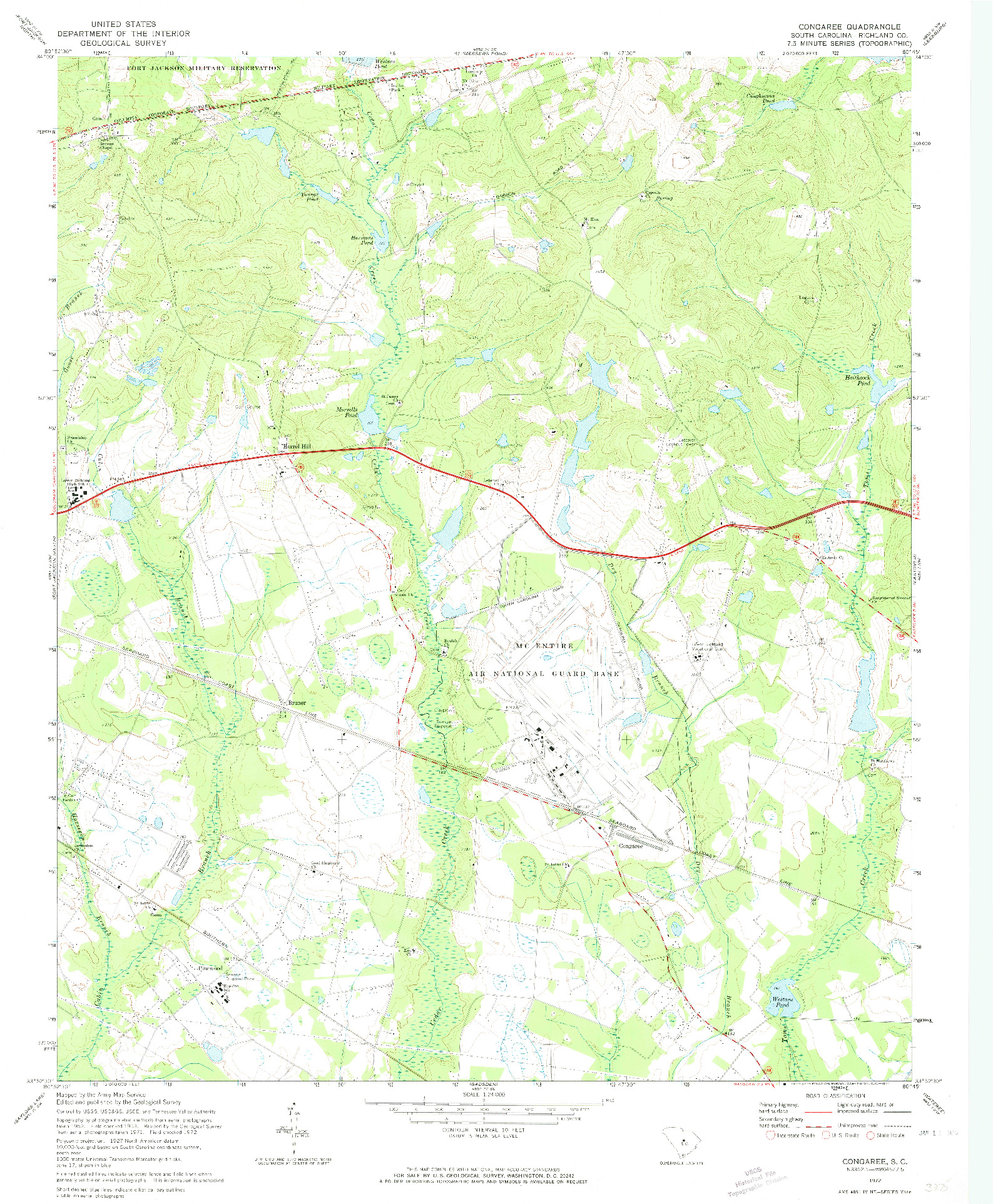 USGS 1:24000-SCALE QUADRANGLE FOR CONGAREE, SC 1972