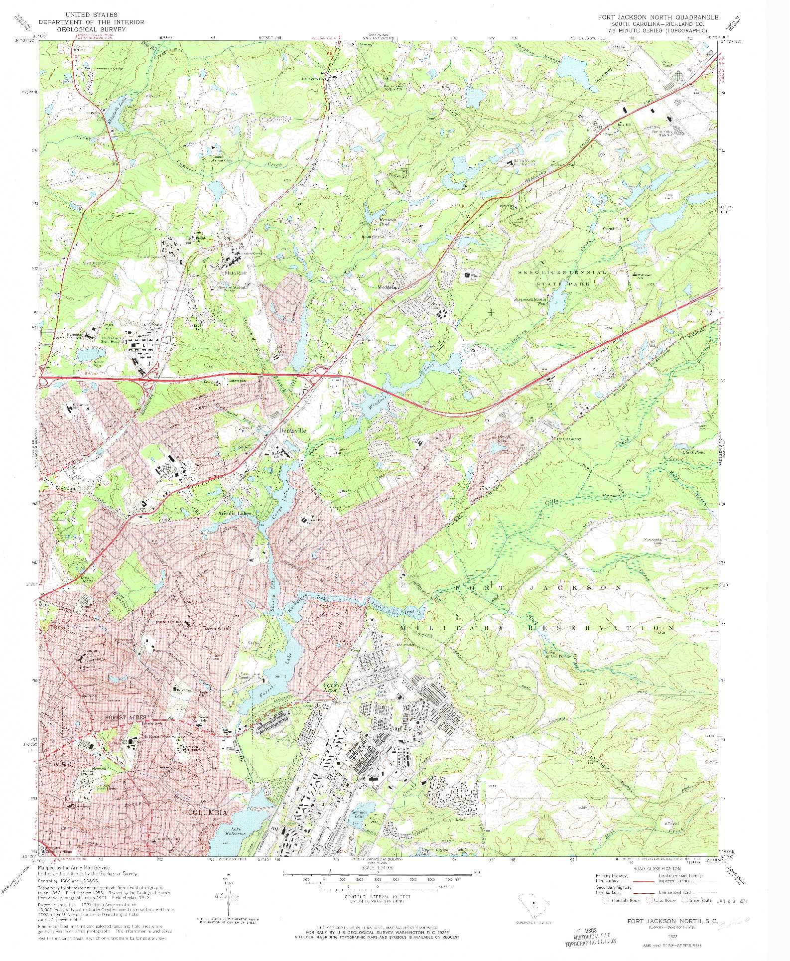 USGS 1:24000-SCALE QUADRANGLE FOR FORT JACKSON NORTH, SC 1972