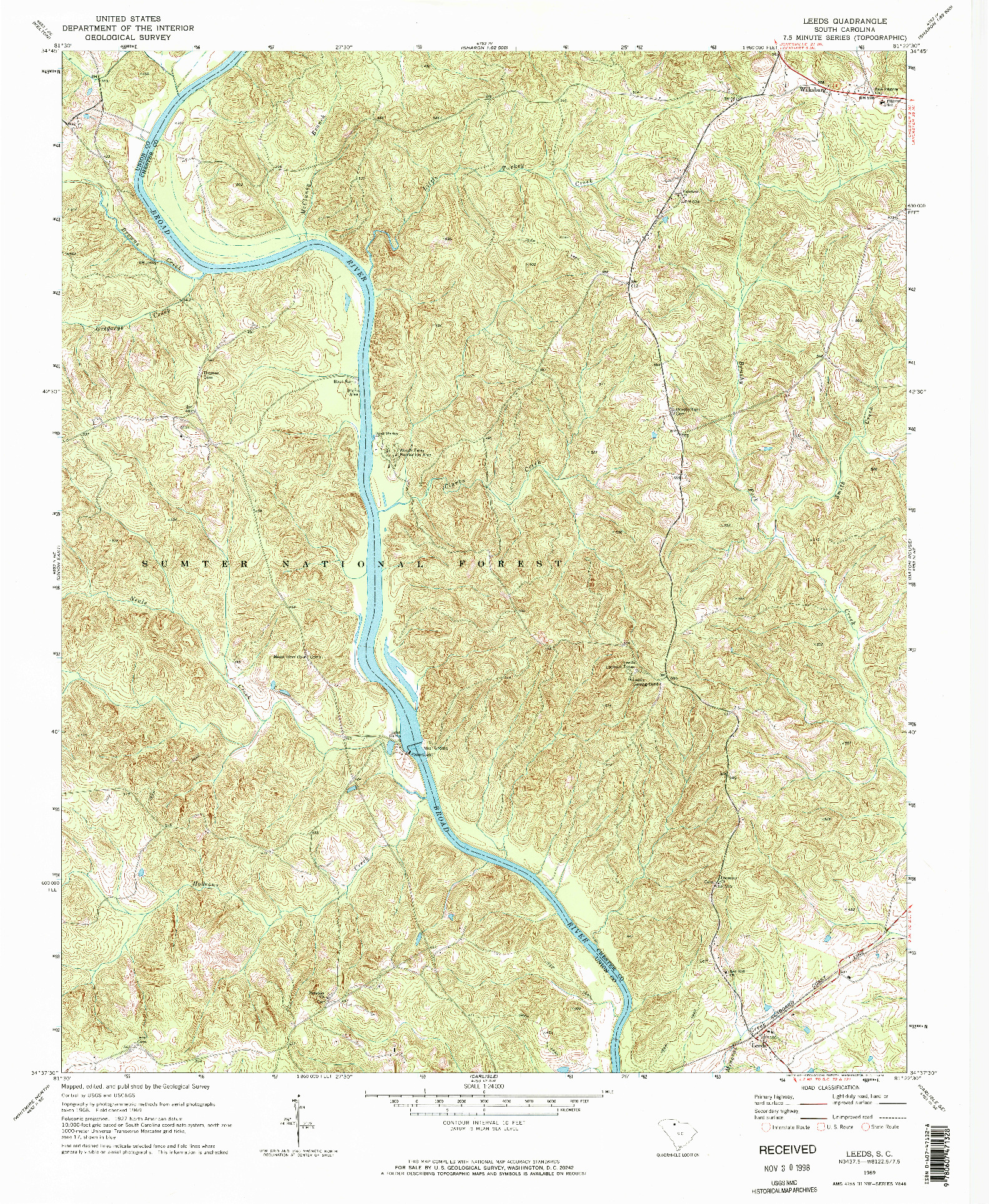 USGS 1:24000-SCALE QUADRANGLE FOR LEEDS, SC 1969