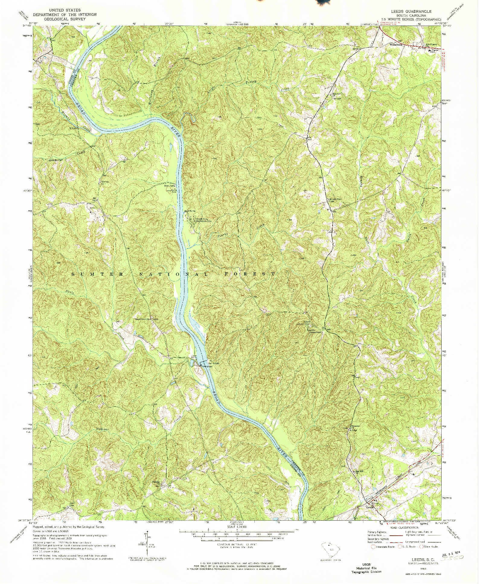 USGS 1:24000-SCALE QUADRANGLE FOR LEEDS, SC 1969