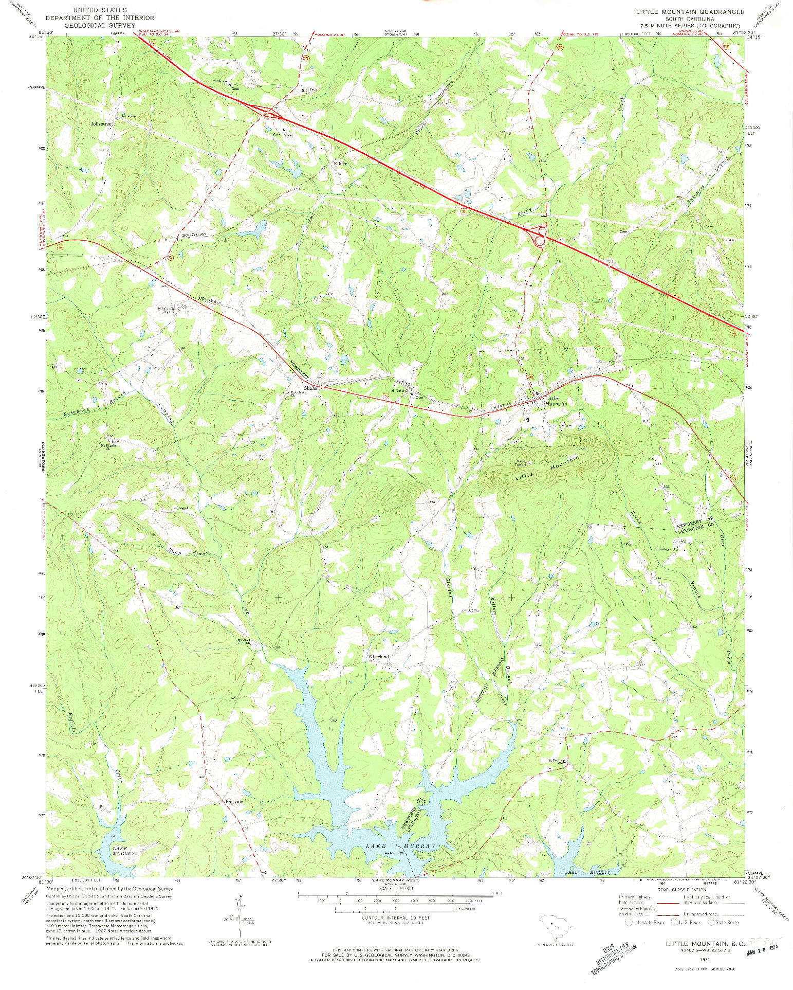 USGS 1:24000-SCALE QUADRANGLE FOR LITTLE MOUNTAIN, SC 1971