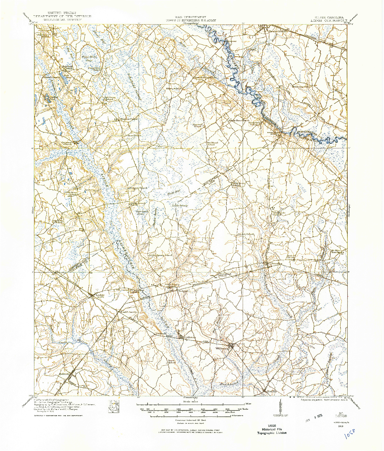 USGS 1:62500-SCALE QUADRANGLE FOR LODGE, SC 1919