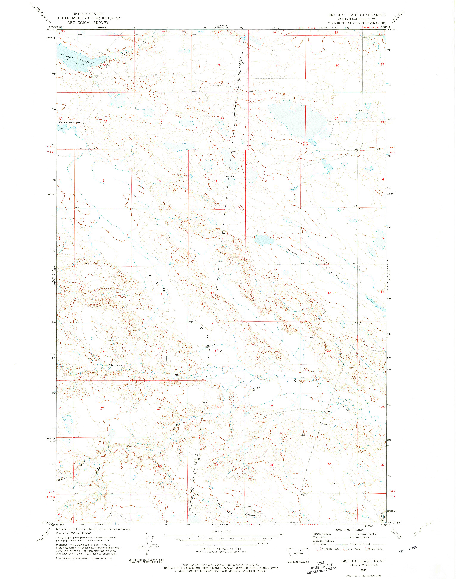 USGS 1:24000-SCALE QUADRANGLE FOR BIG FLAT EAST, MT 1971