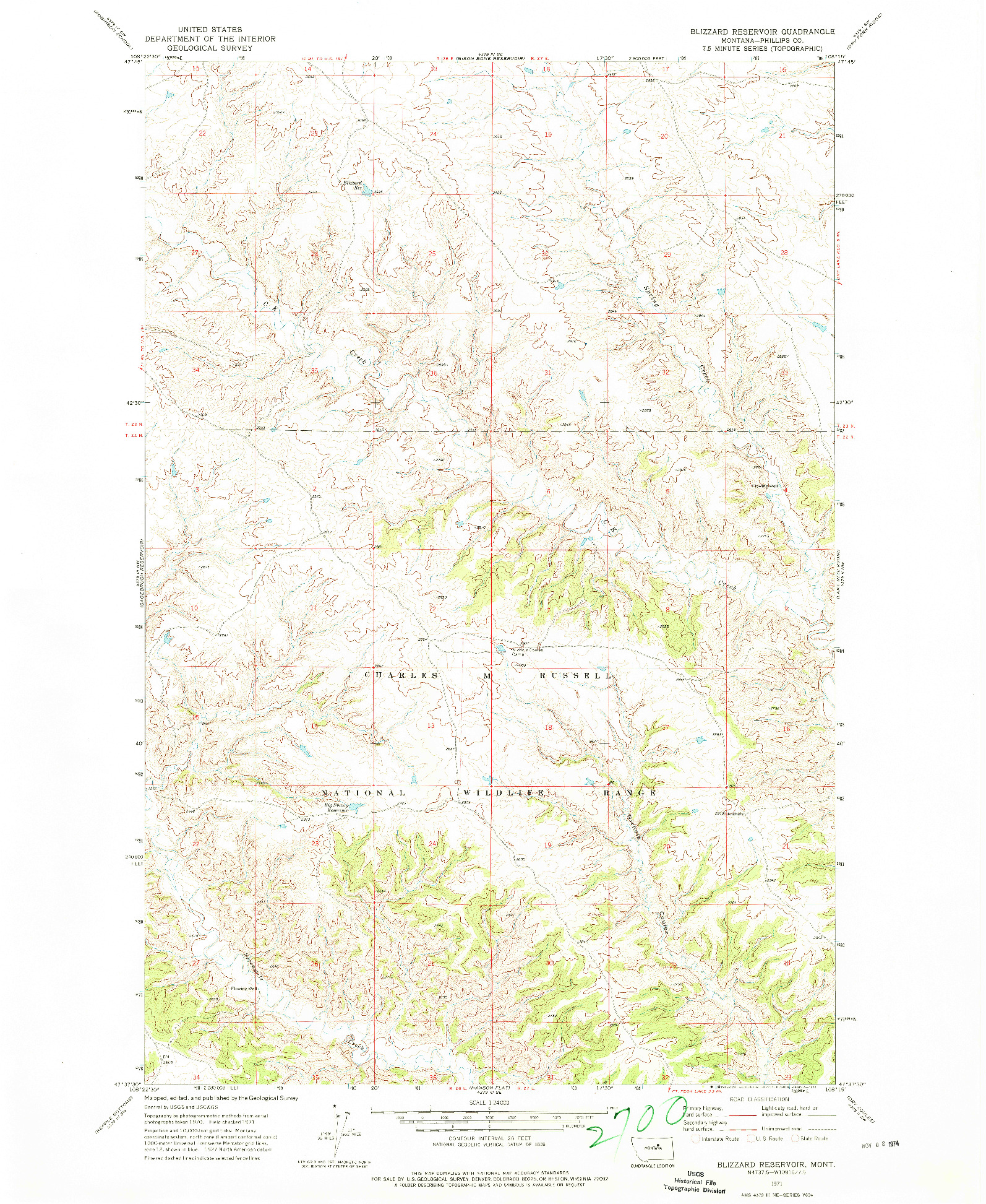 USGS 1:24000-SCALE QUADRANGLE FOR BLIZZARD RESERVOIR, MT 1971
