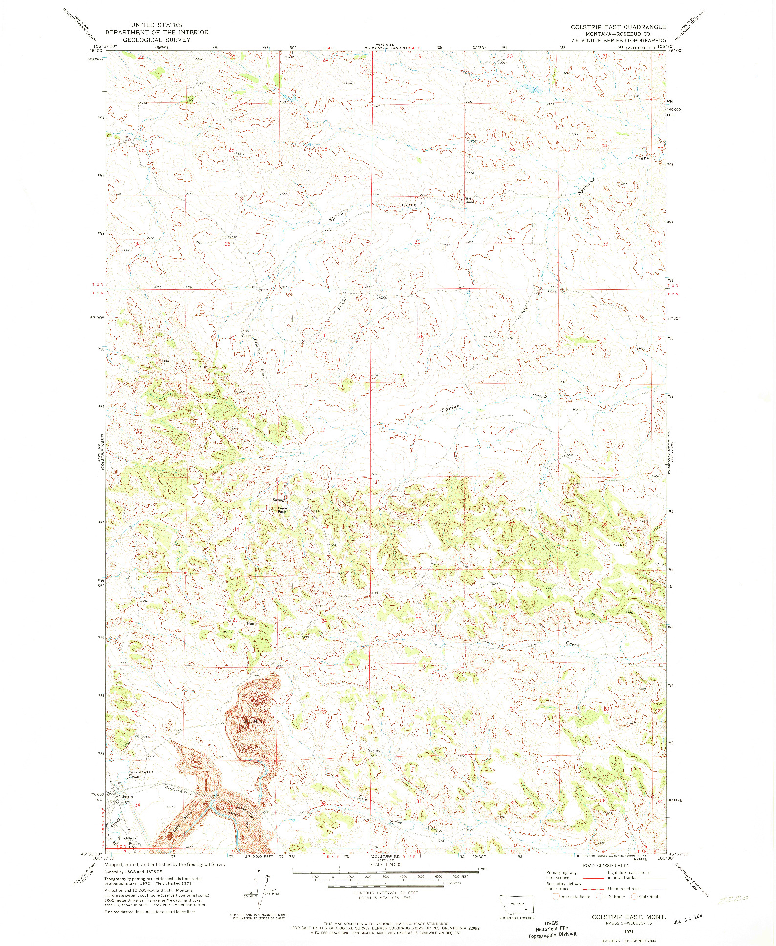 USGS 1:24000-SCALE QUADRANGLE FOR COLSTRIP EAST, MT 1971
