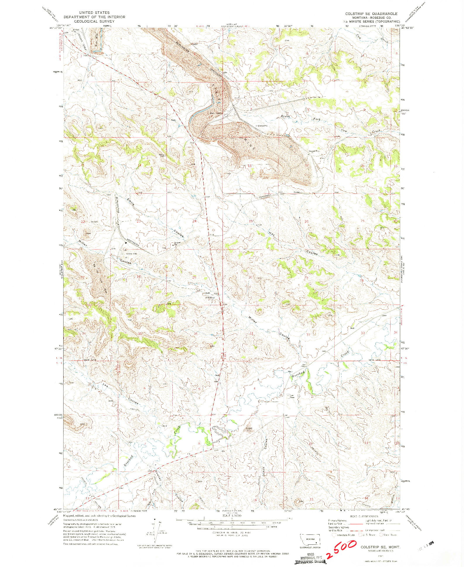 USGS 1:24000-SCALE QUADRANGLE FOR COLSTRIP SE, MT 1971