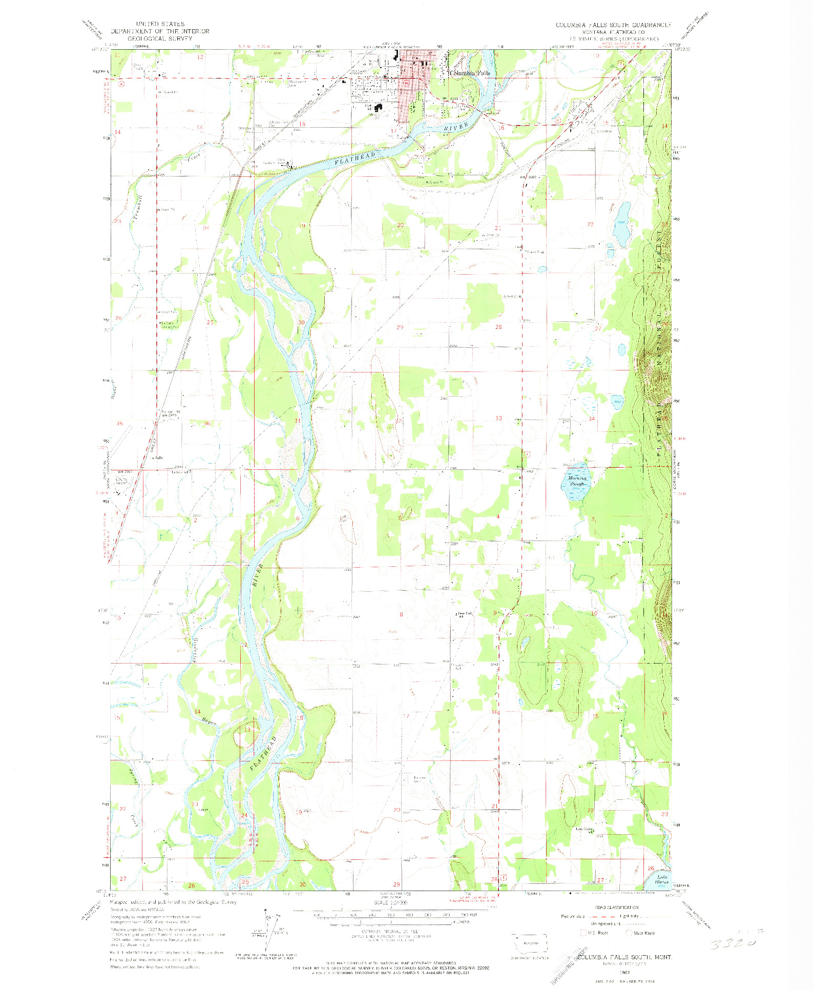 USGS 1:24000-SCALE QUADRANGLE FOR COLUMBIA FALLS SOUTH, MT 1962