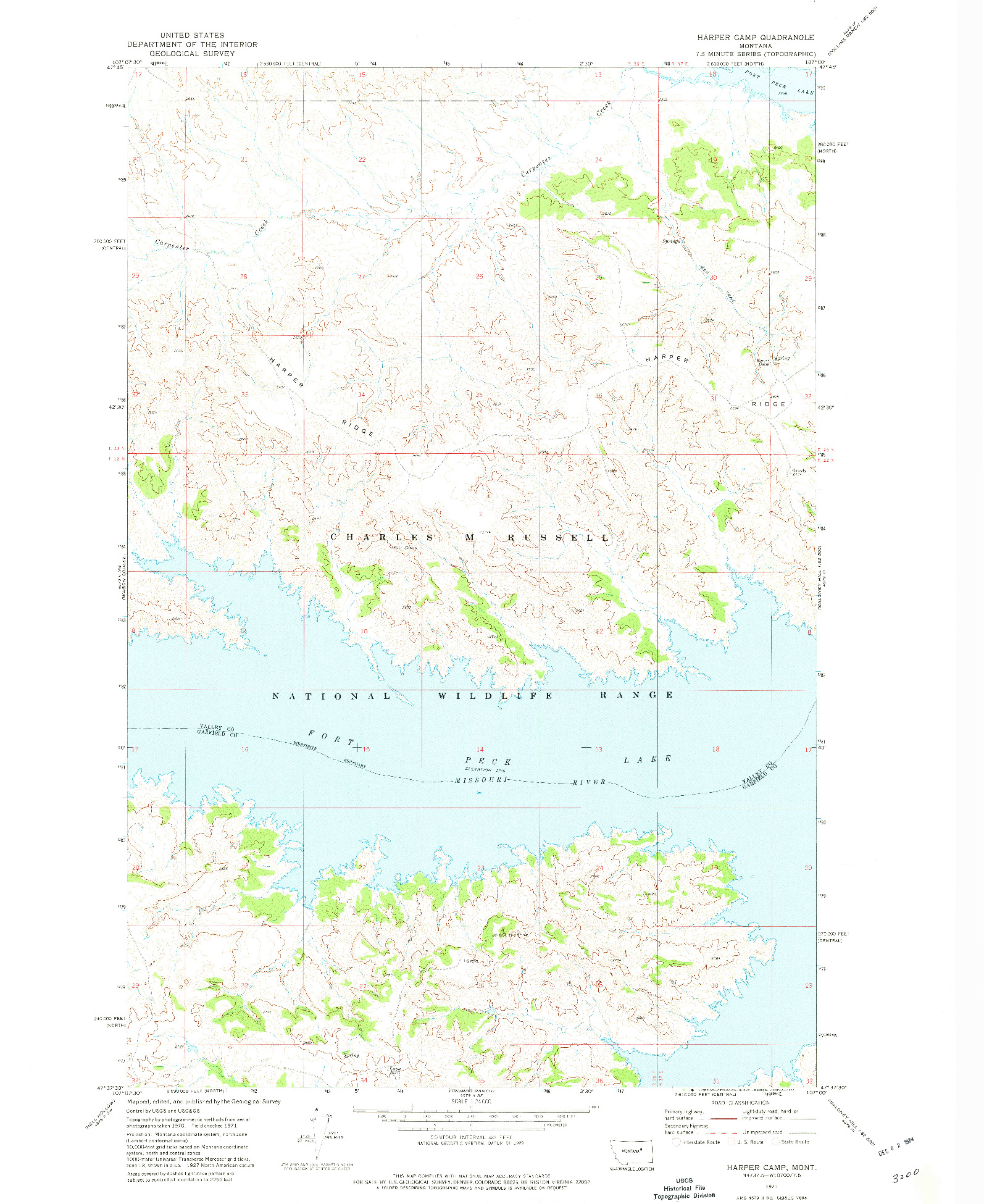 USGS 1:24000-SCALE QUADRANGLE FOR HARPER CAMP, MT 1971