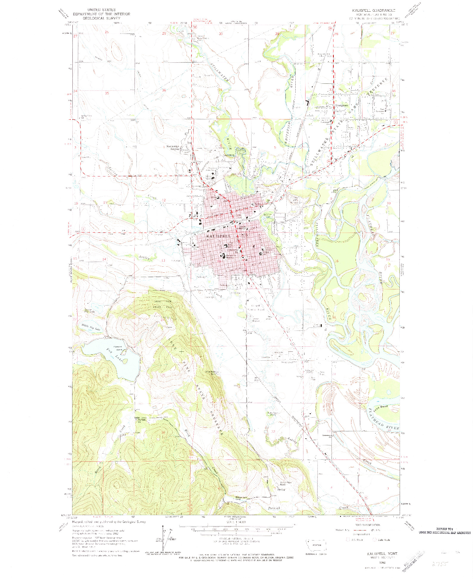 USGS 1:24000-SCALE QUADRANGLE FOR KALISPELL, MT 1962