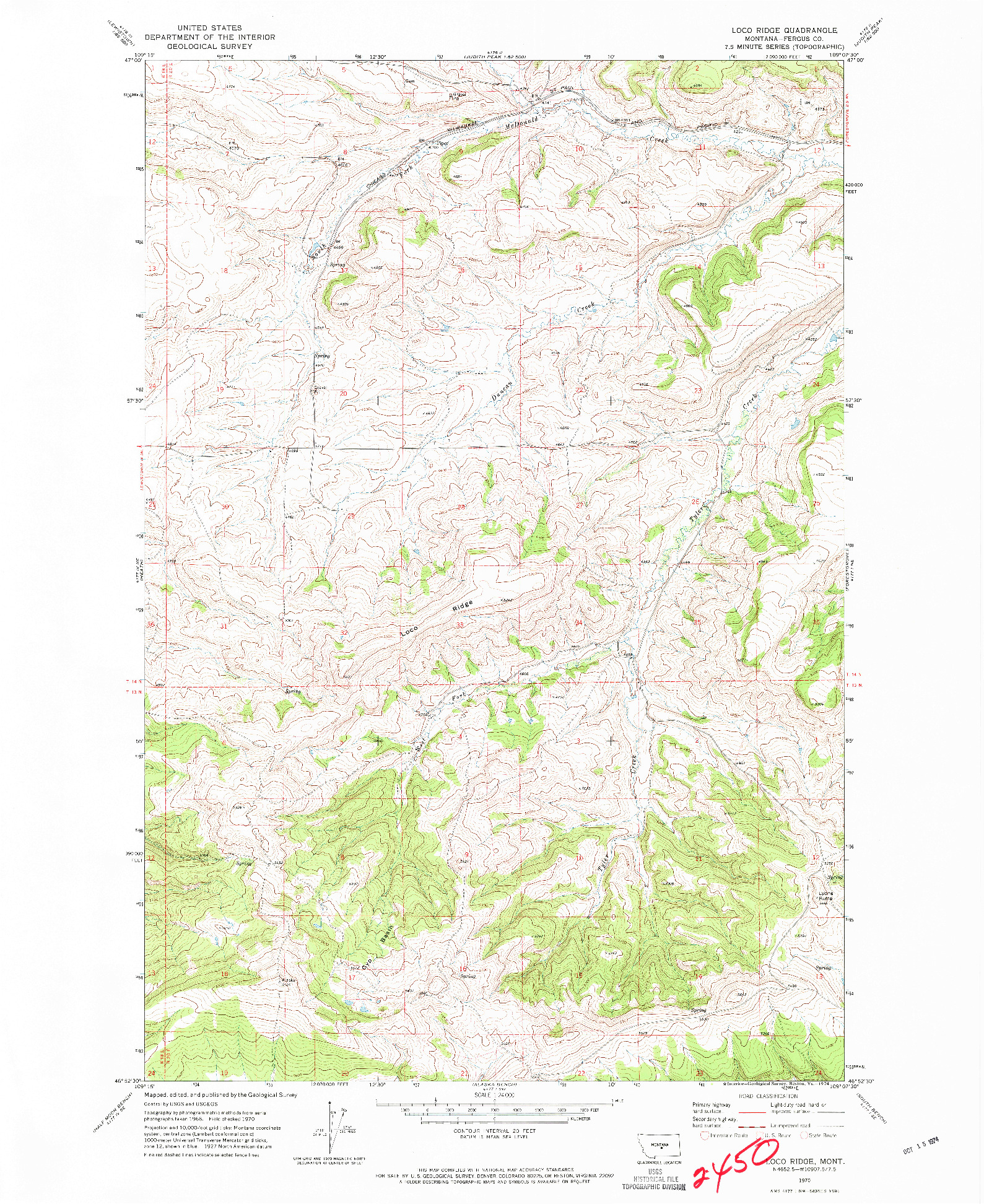 USGS 1:24000-SCALE QUADRANGLE FOR LOCO RIDGE, MT 1970