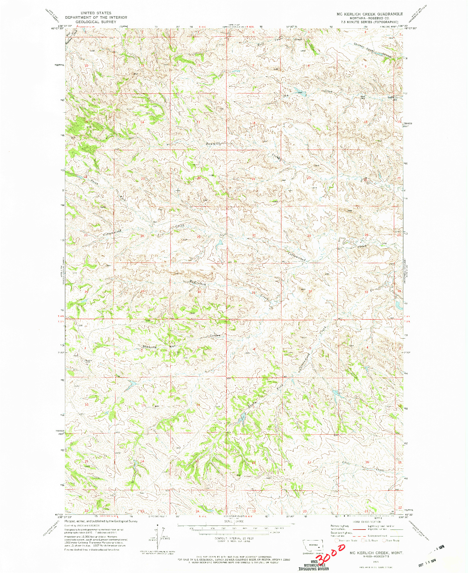 USGS 1:24000-SCALE QUADRANGLE FOR MC KERLICH CREEK, MT 1971