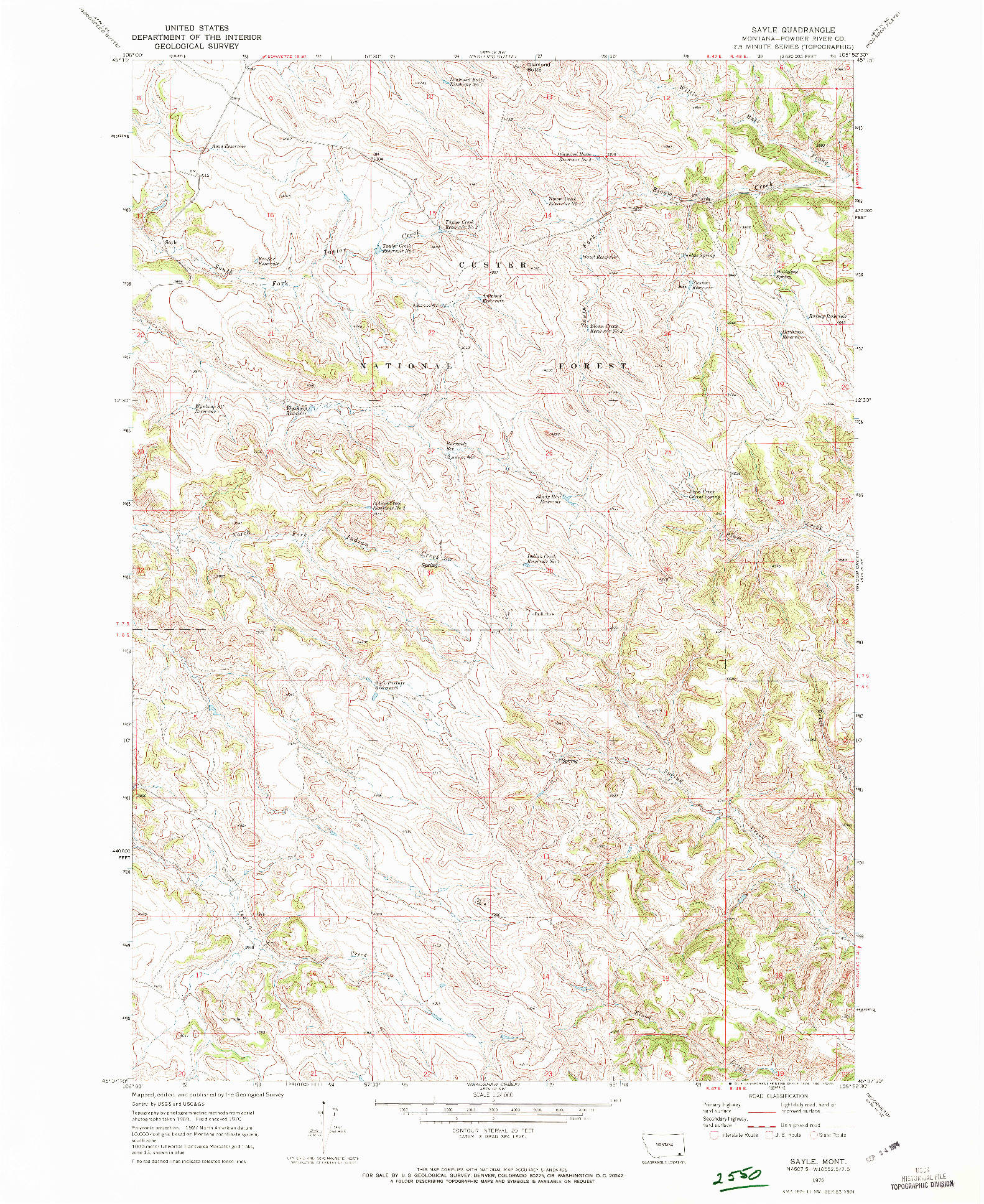 USGS 1:24000-SCALE QUADRANGLE FOR SAYLE, MT 1970