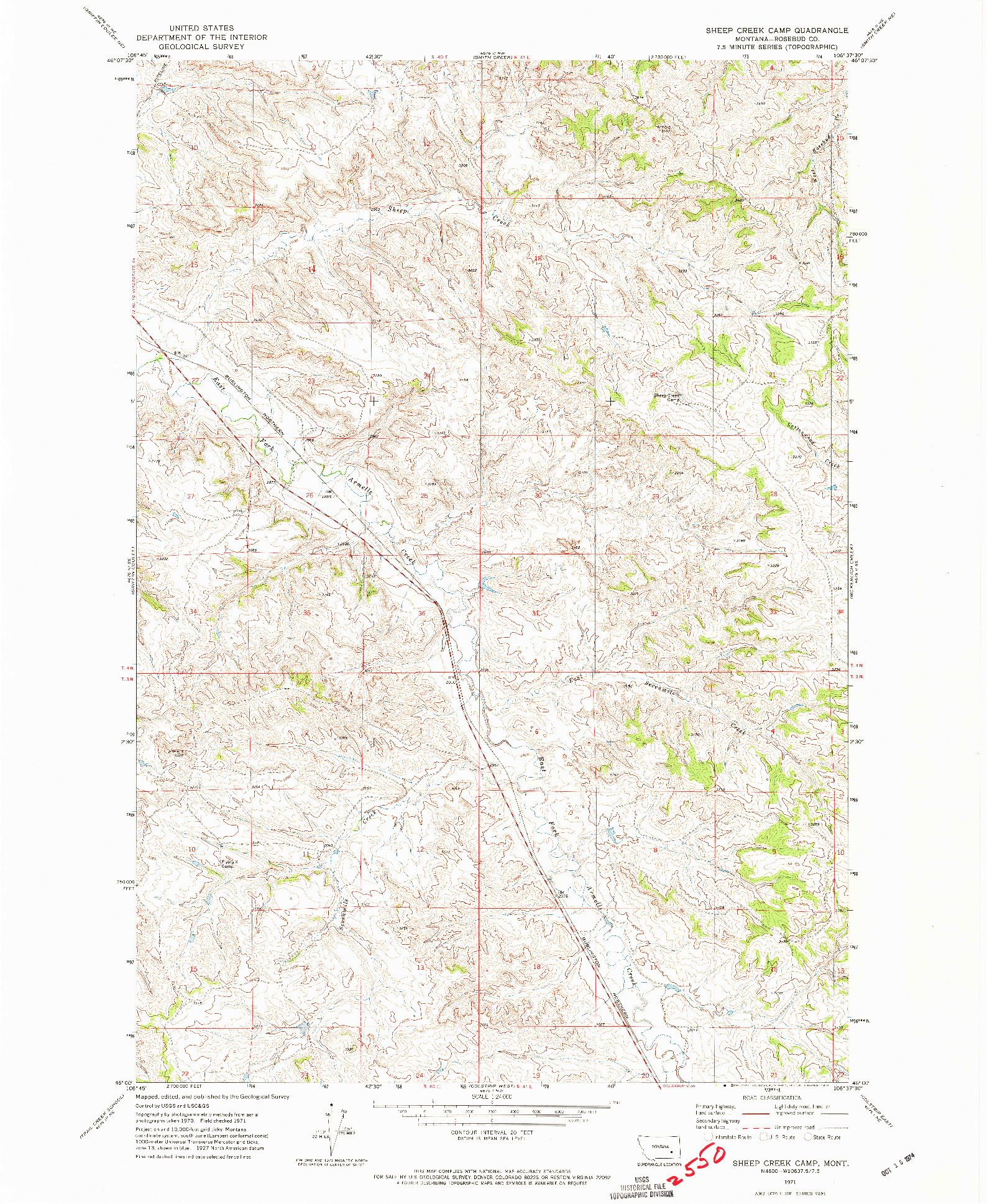 USGS 1:24000-SCALE QUADRANGLE FOR SHEEP CREEK CAMP, MT 1971