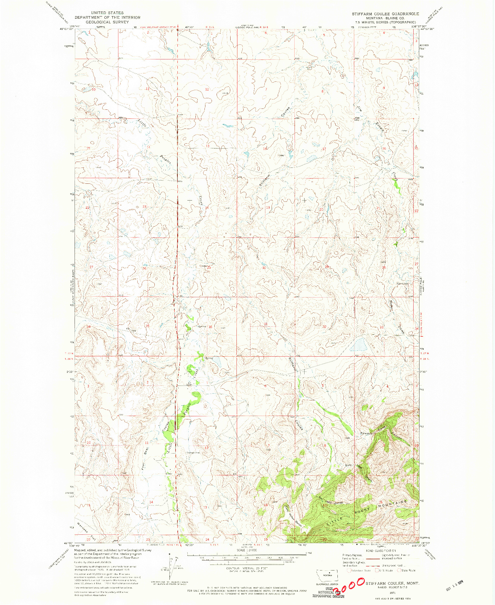 USGS 1:24000-SCALE QUADRANGLE FOR STIFFARM COULEE, MT 1971