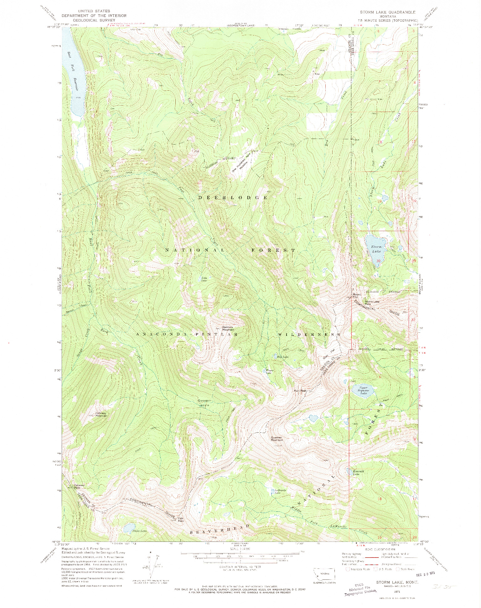 USGS 1:24000-SCALE QUADRANGLE FOR STONY CREEK, MT 1971