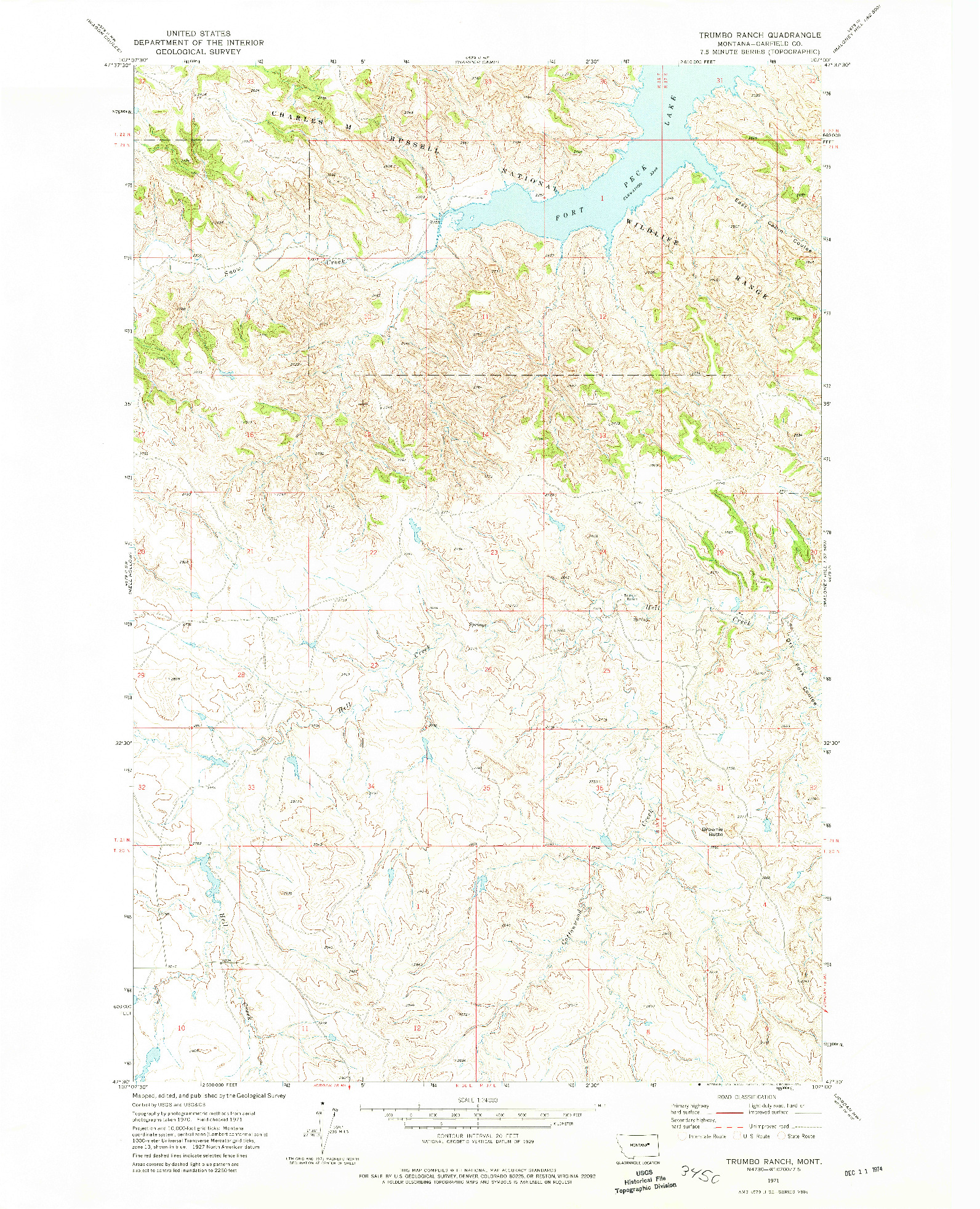 USGS 1:24000-SCALE QUADRANGLE FOR TRUMBO RANCH, MT 1971