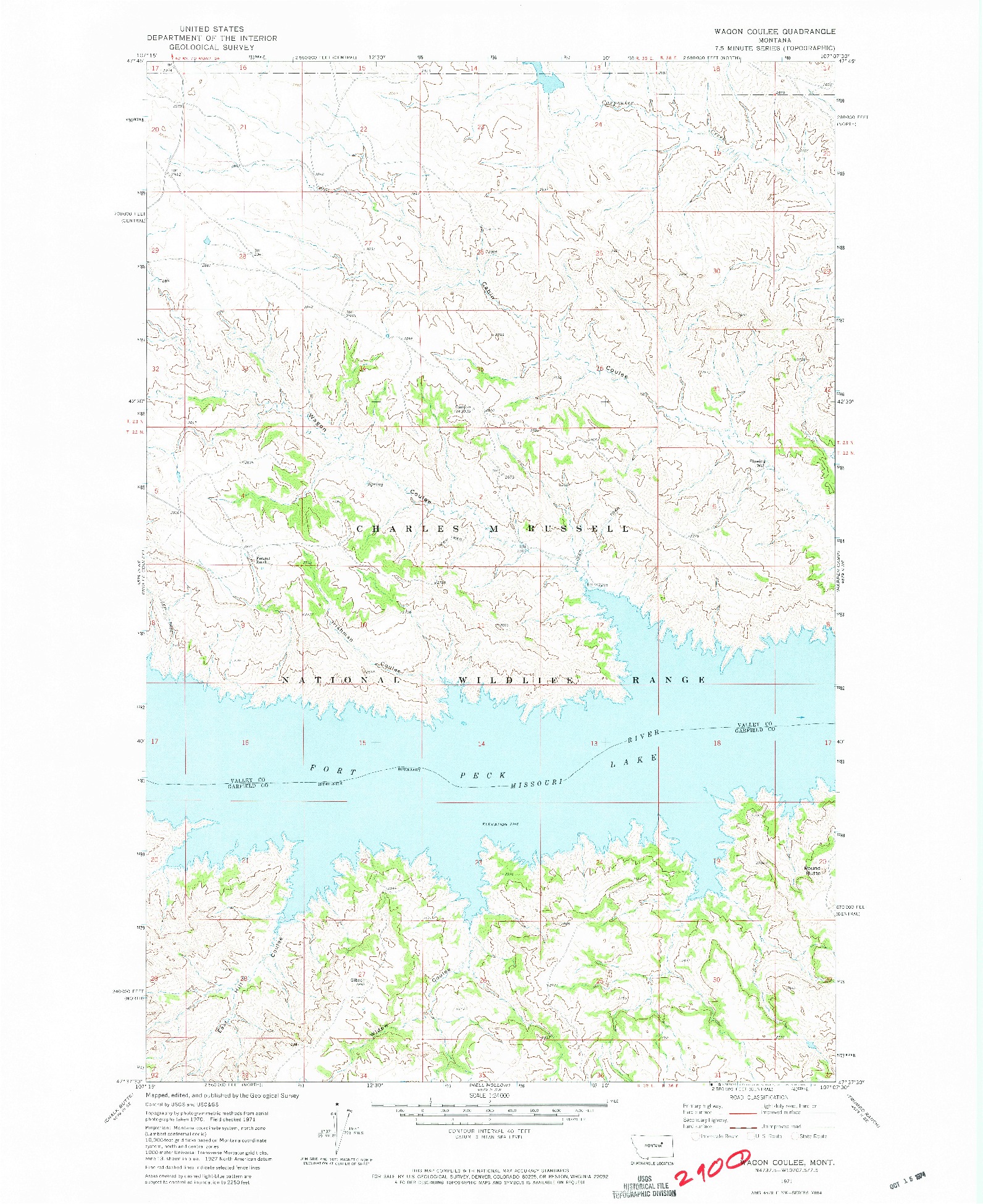 USGS 1:24000-SCALE QUADRANGLE FOR WAGON COULEE, MT 1971