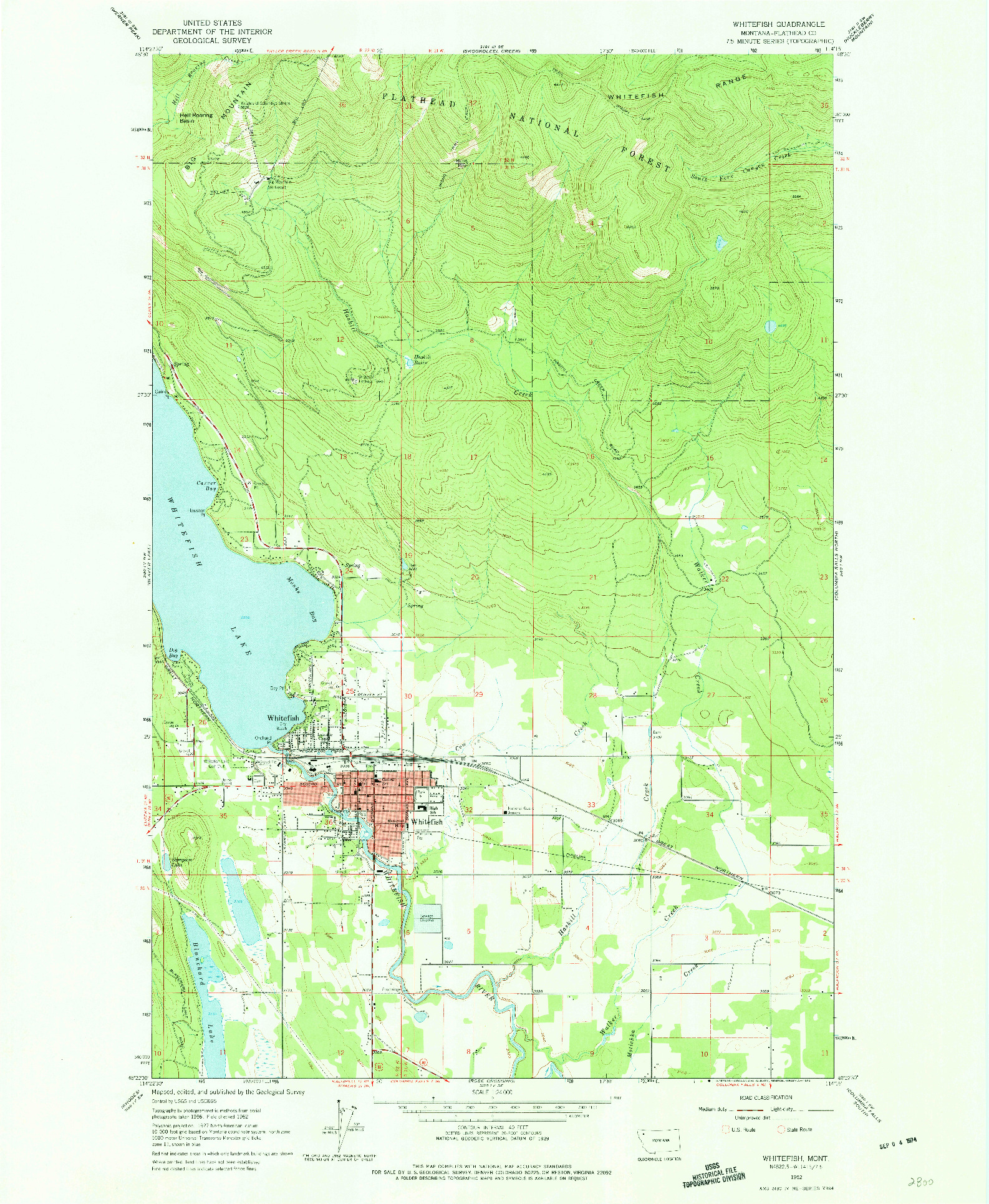 USGS 1:24000-SCALE QUADRANGLE FOR WHITEFISH, MT 1962