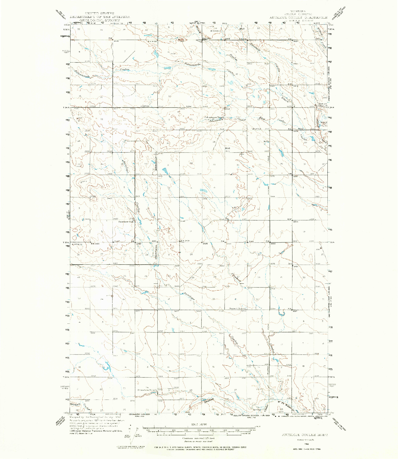 USGS 1:62500-SCALE QUADRANGLE FOR ANTELOPE COULEE, MT 1943