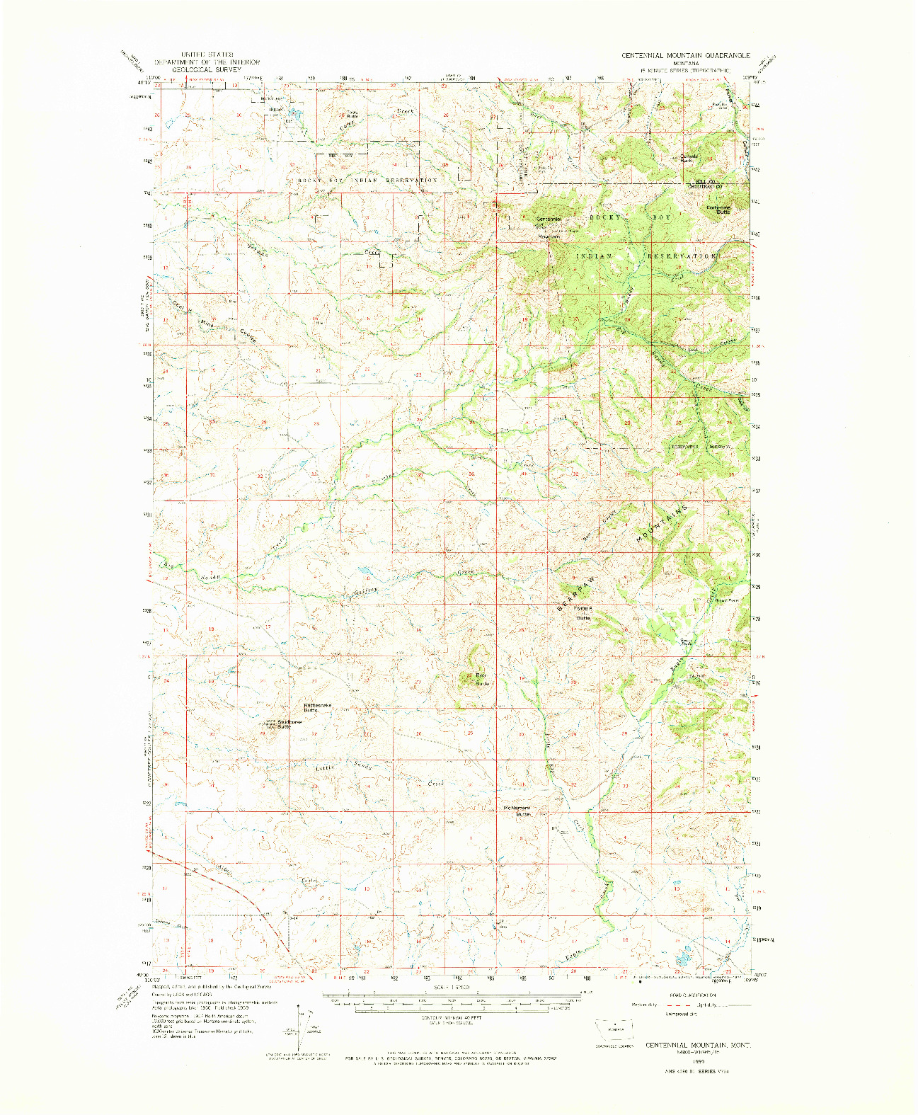 USGS 1:62500-SCALE QUADRANGLE FOR CENTENNIAL MOUNTAIN, MT 1959