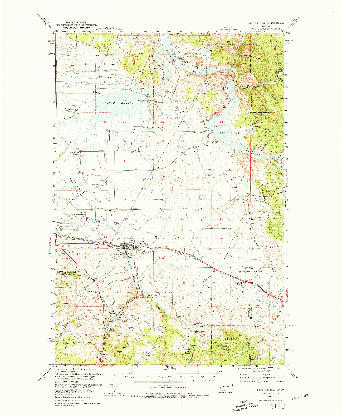 USGS 1:62500-SCALE QUADRANGLE FOR EAST HELENA, MT 1950