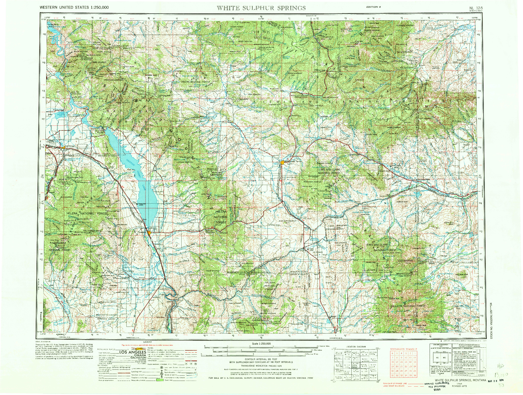 USGS 1:250000-SCALE QUADRANGLE FOR WHITE SULPHUR SPRINGS, MT 1958