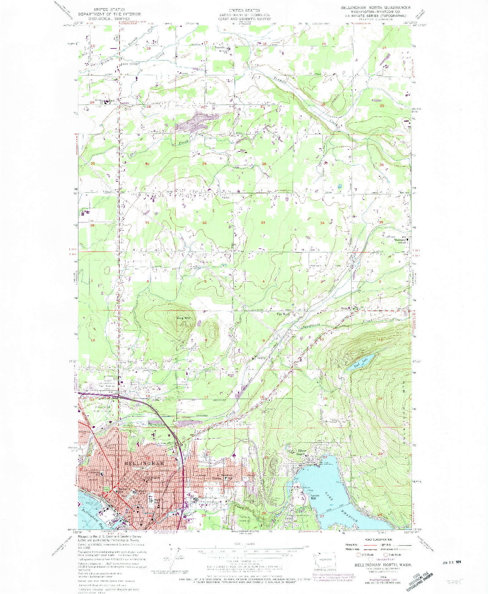 USGS 1:24000-SCALE QUADRANGLE FOR BELLINGHAM NORTH, WA 1954