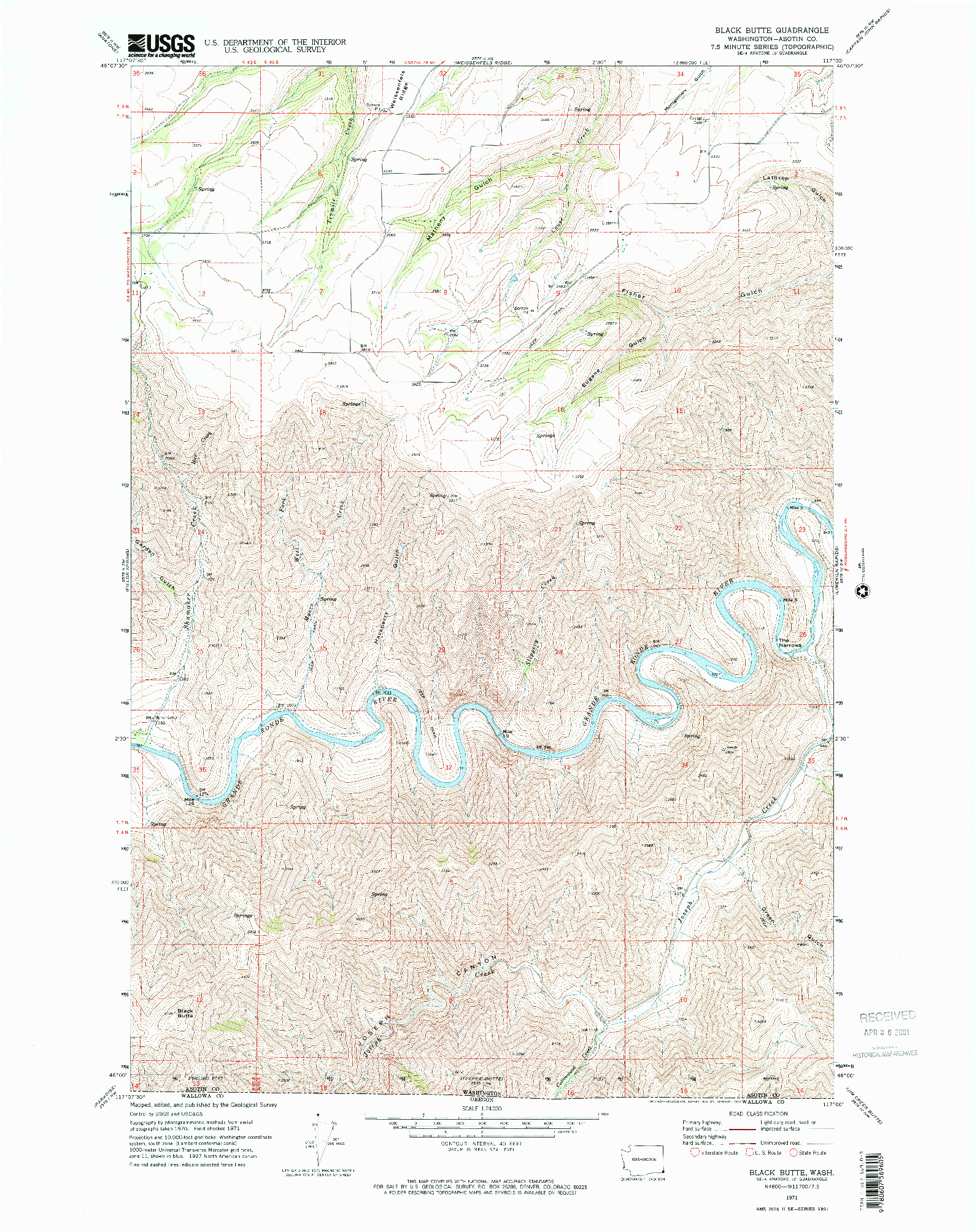 USGS 1:24000-SCALE QUADRANGLE FOR BLACK BUTTE, WA 1971