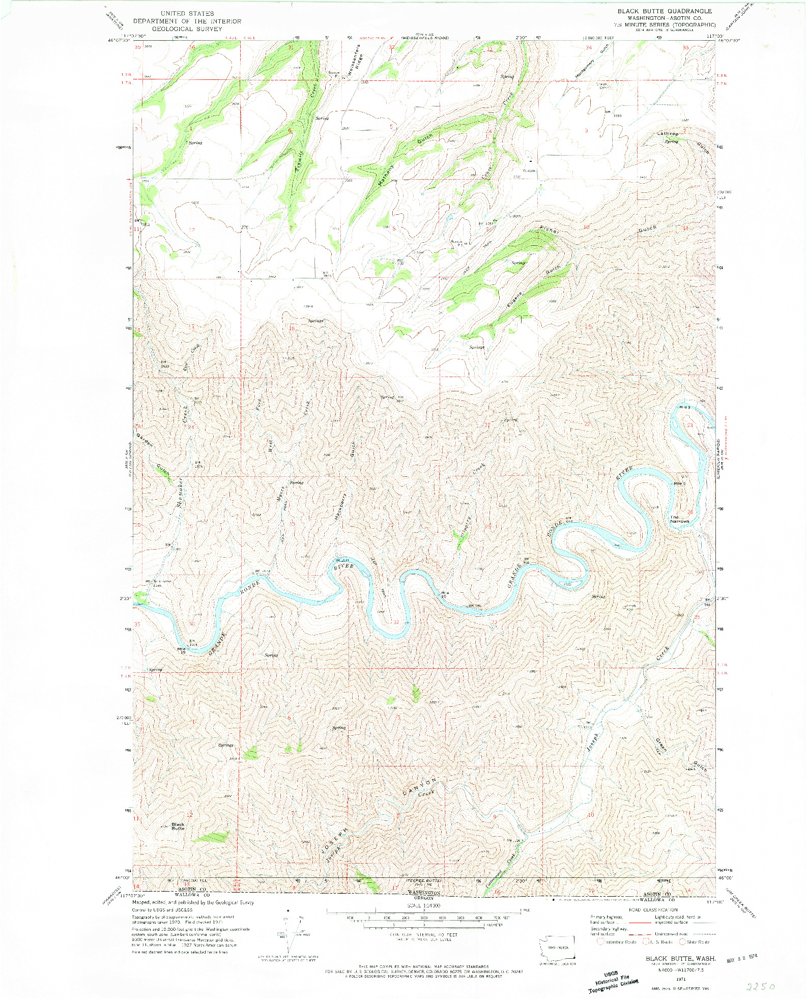 USGS 1:24000-SCALE QUADRANGLE FOR BLACK BUTTE, WA 1971