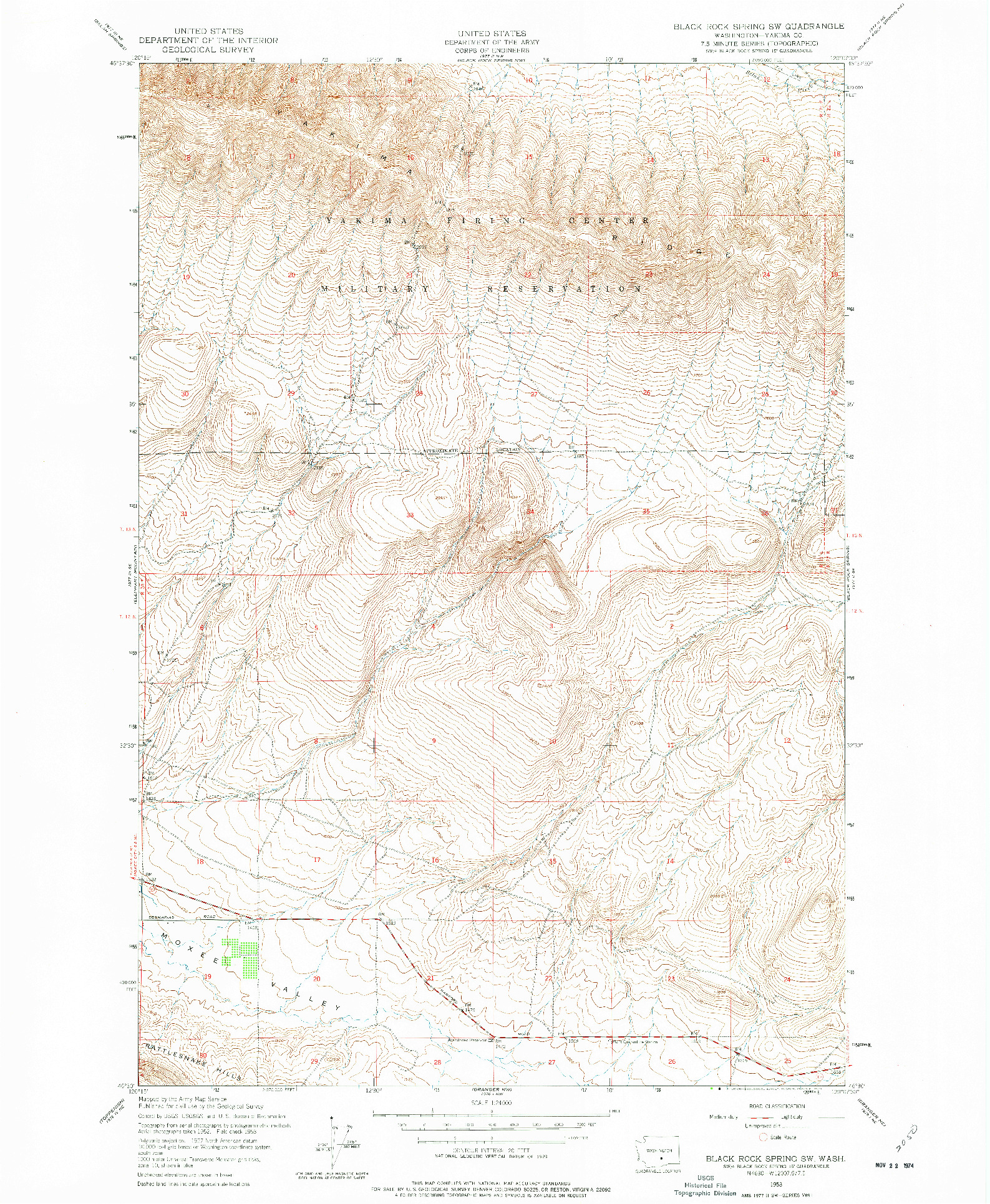 USGS 1:24000-SCALE QUADRANGLE FOR BLACK ROCK SPRING SW, WA 1953