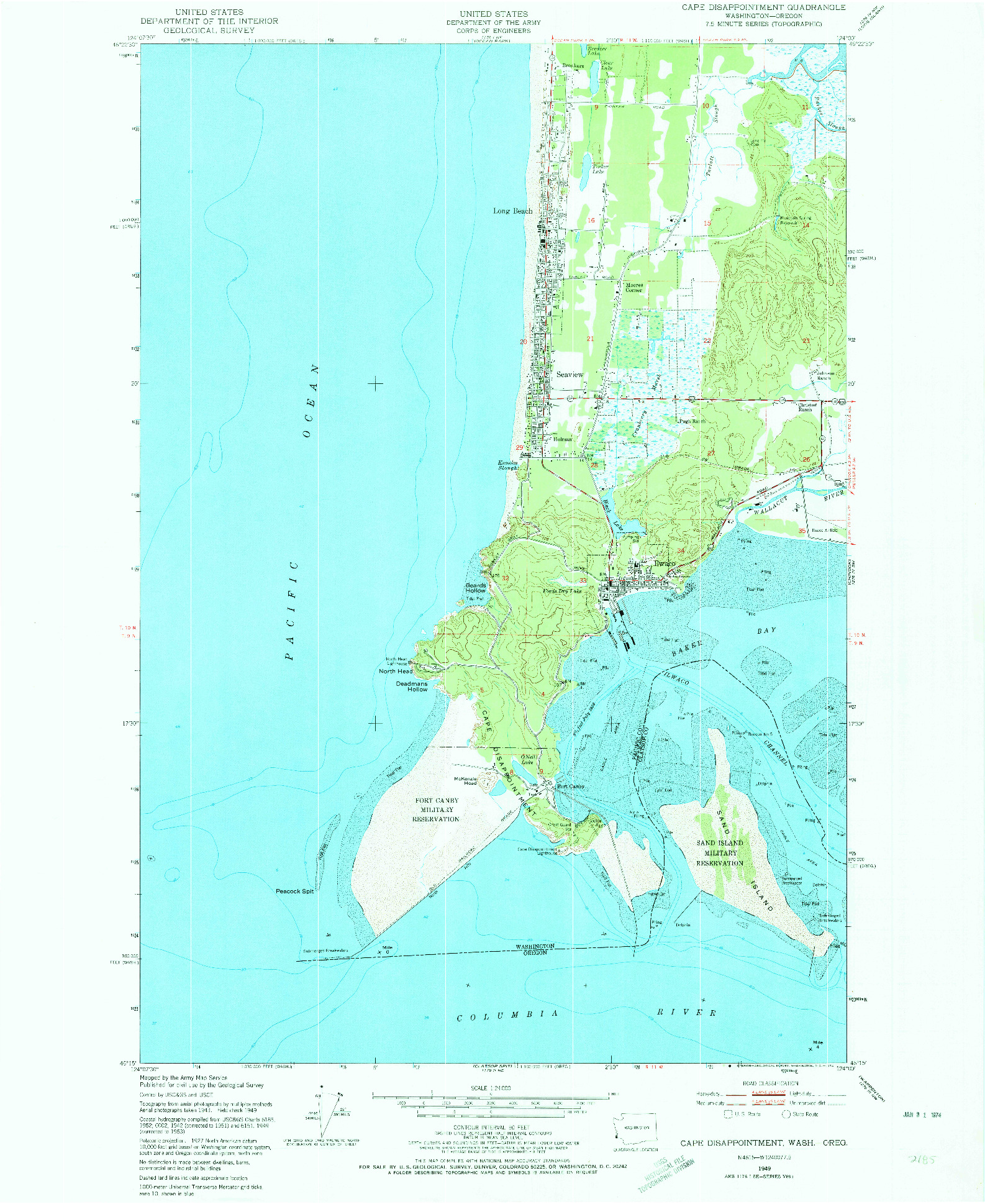 USGS 1:24000-SCALE QUADRANGLE FOR CAPE DISAPPOINTMENT, WA 1949