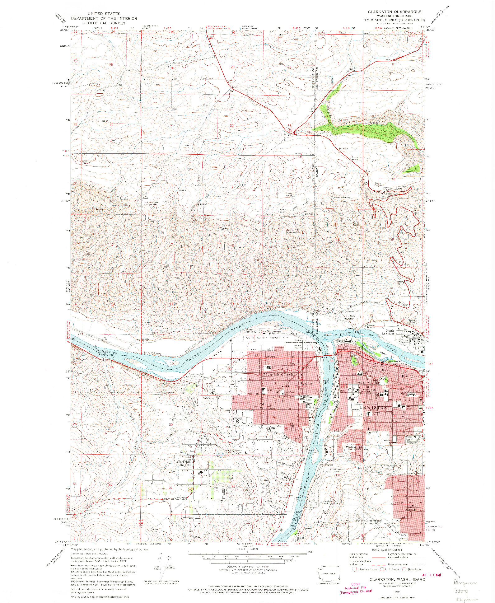 USGS 1:24000-SCALE QUADRANGLE FOR CLARKSTON, WA 1971