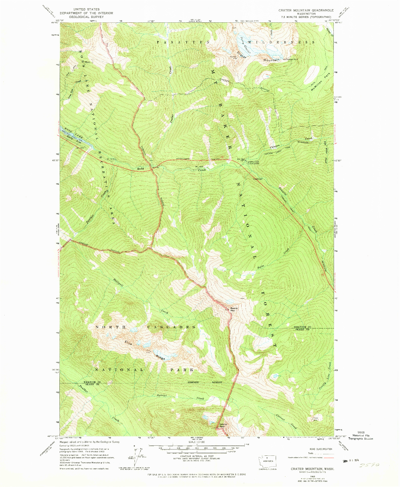 USGS 1:24000-SCALE QUADRANGLE FOR CRATER MOUNTAIN, WA 1963