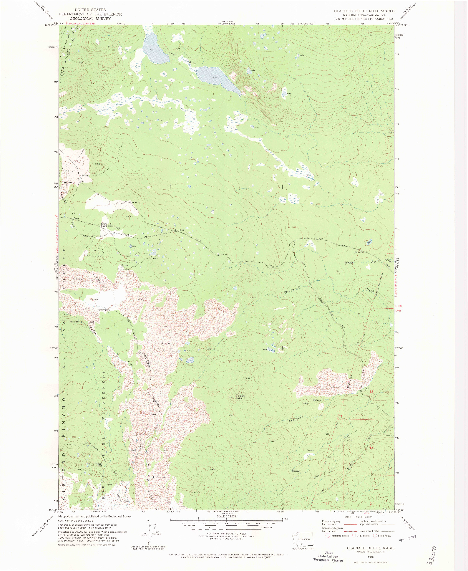 USGS 1:24000-SCALE QUADRANGLE FOR GLACIATE BUTTE, WA 1970