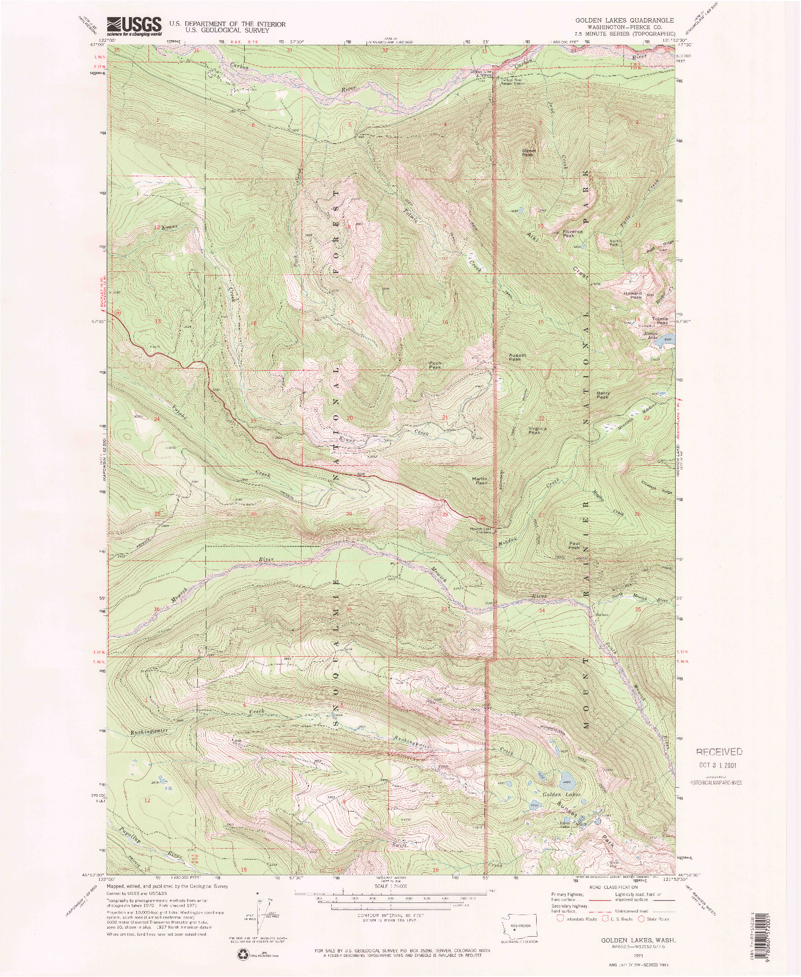 USGS 1:24000-SCALE QUADRANGLE FOR GOLDEN LAKES, WA 1971