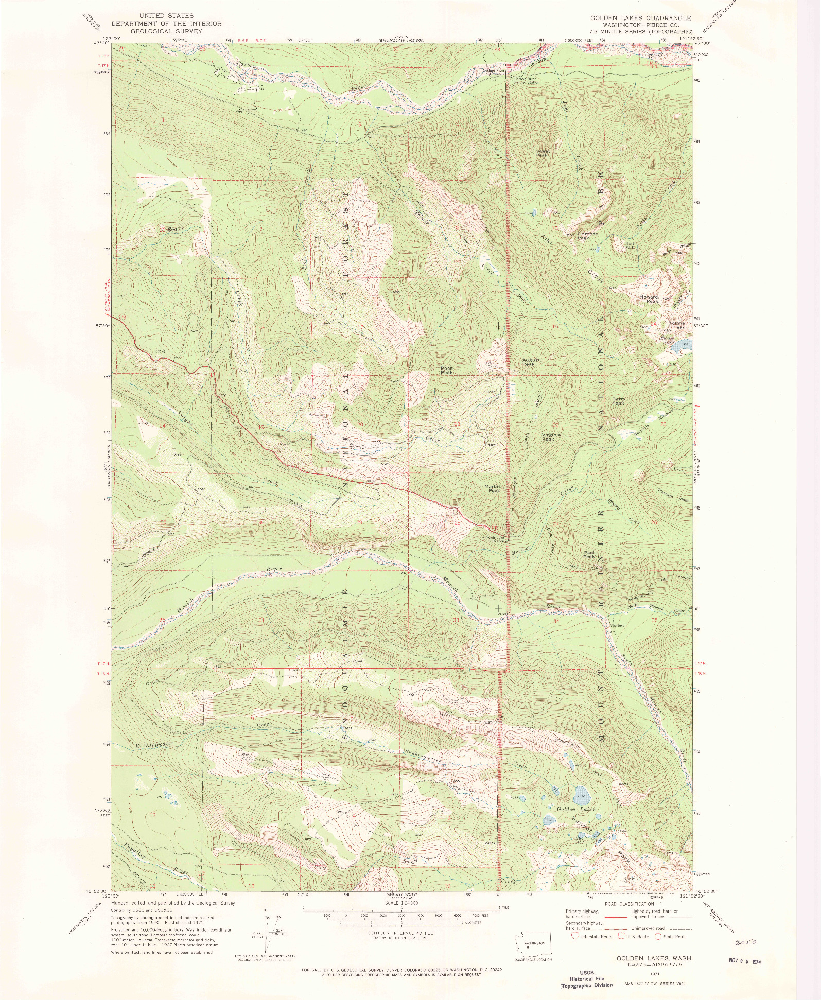 USGS 1:24000-SCALE QUADRANGLE FOR GOLDEN LAKES, WA 1971